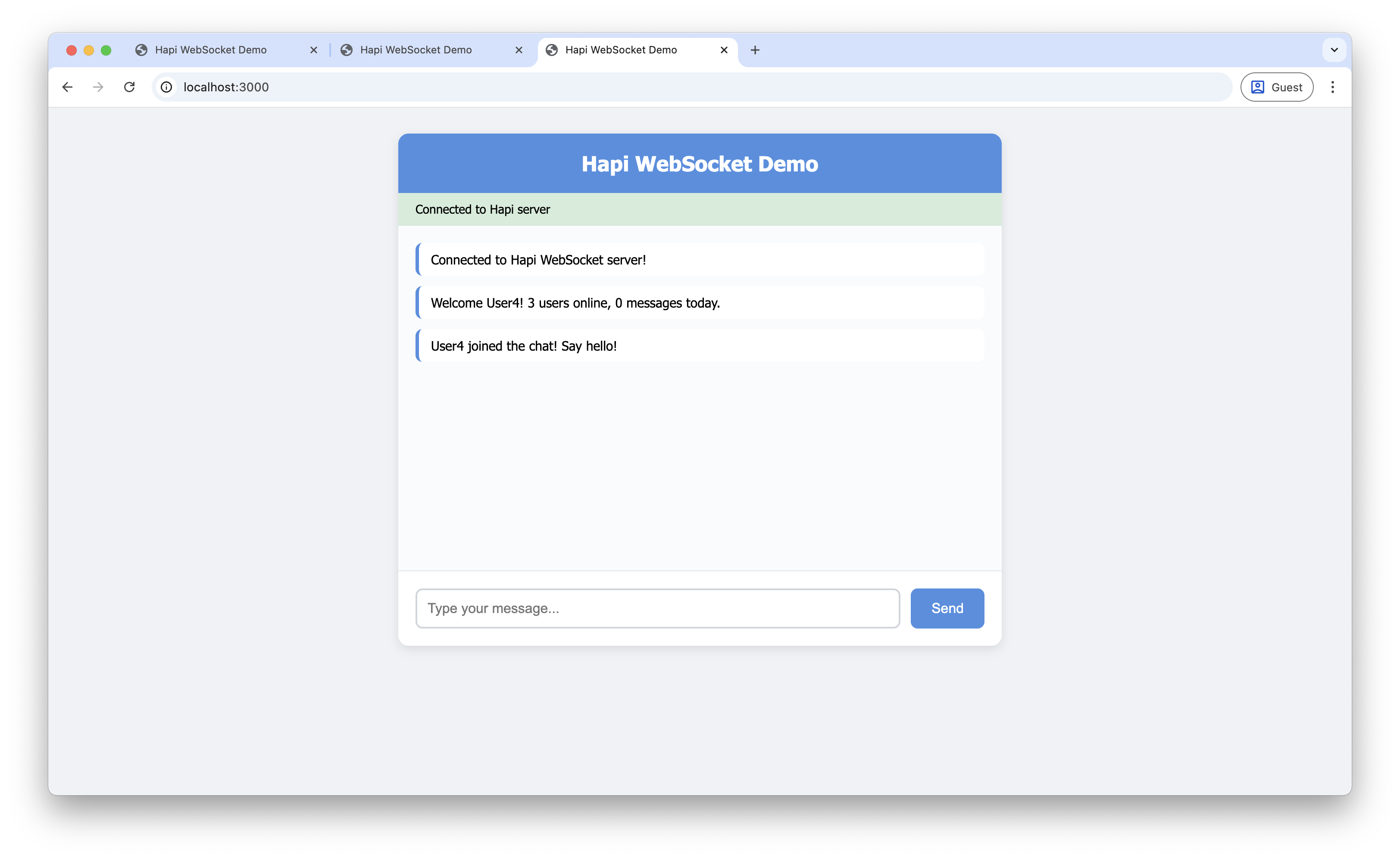 Screenshot showing multiple user welcome messages and join notifications