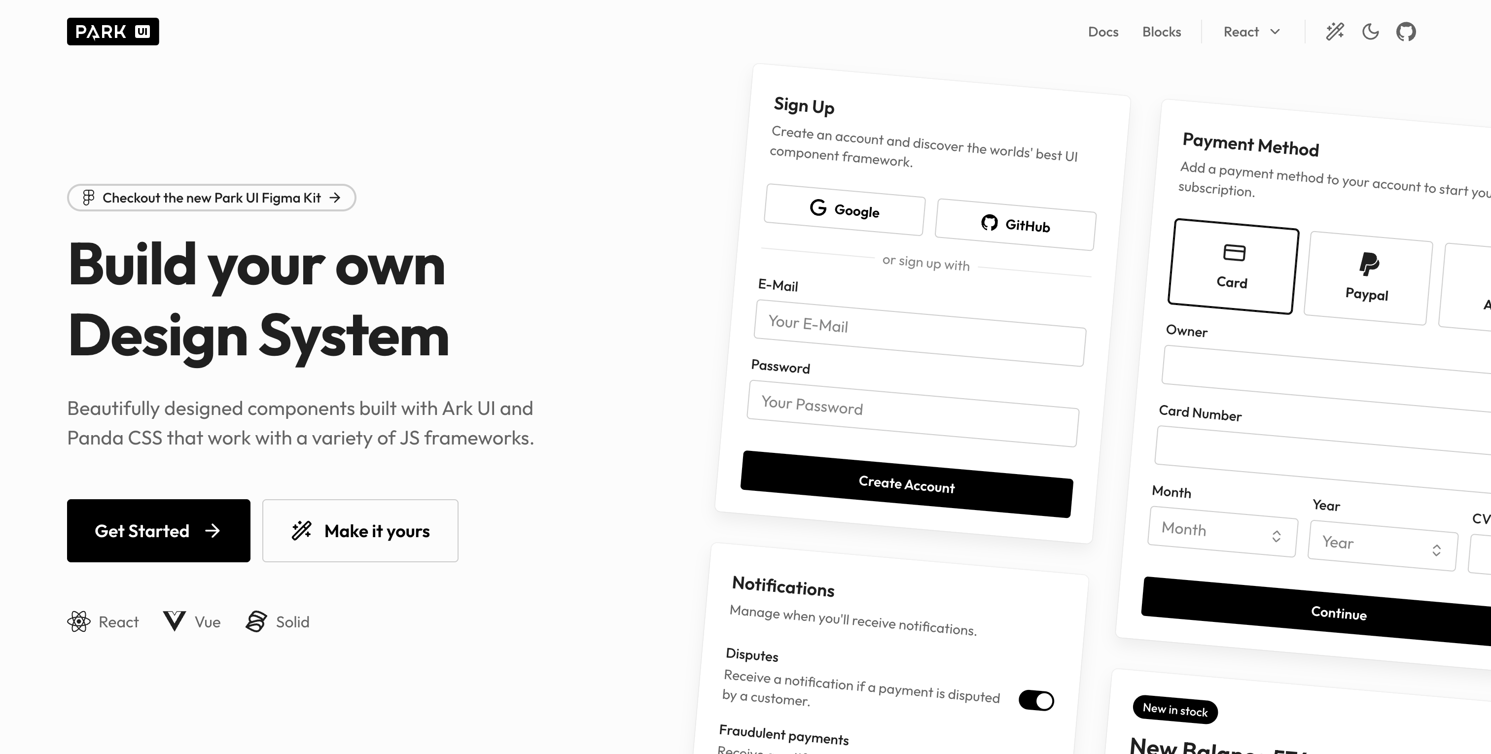 Park UI clean component design