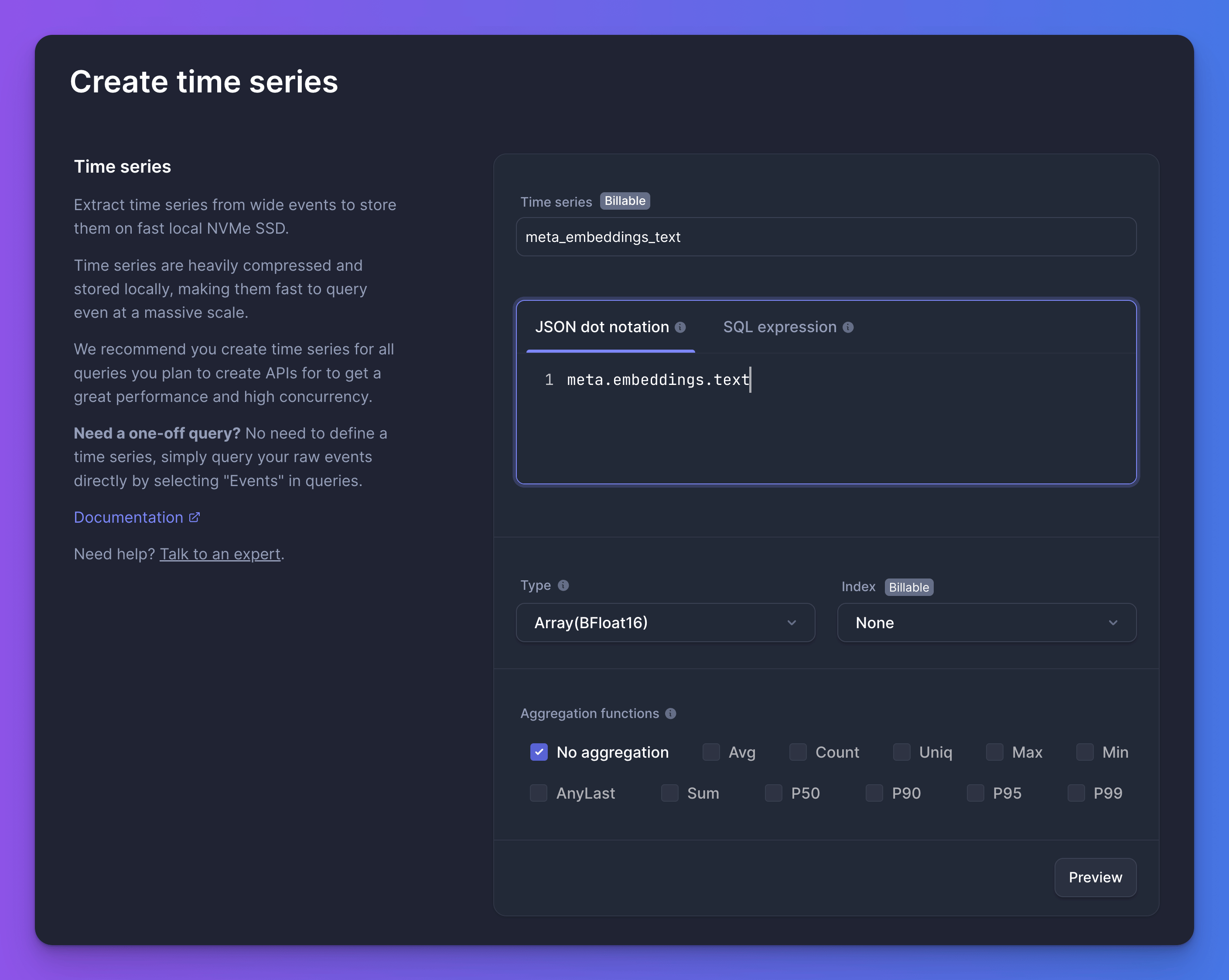 Creating a time series for your embeddings