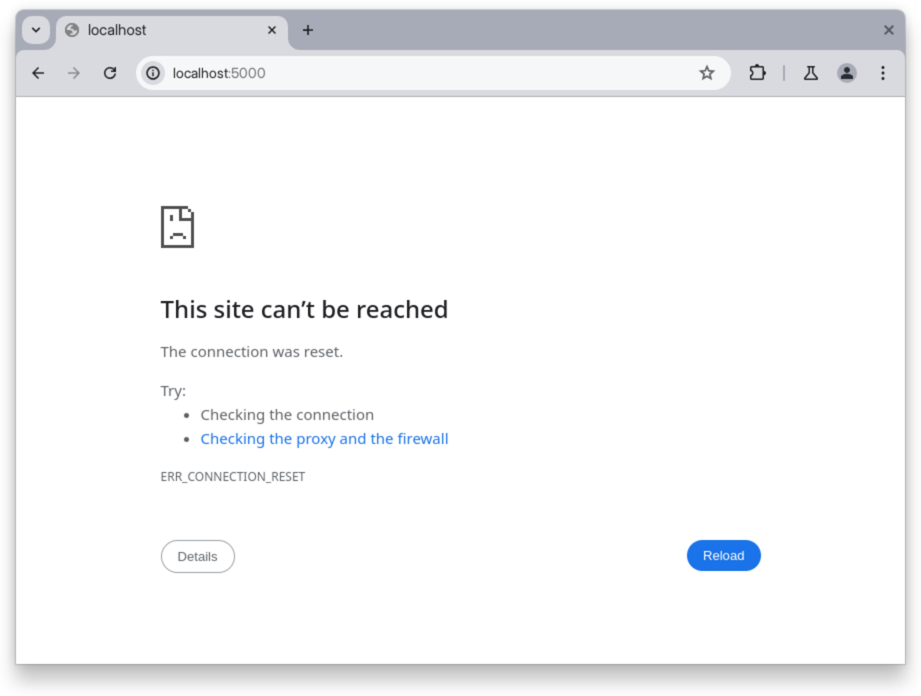 localhost:5000 is not working on docker