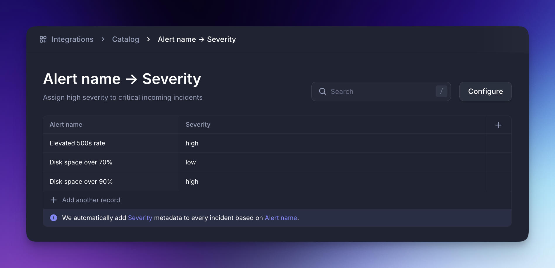 Catalog relation values