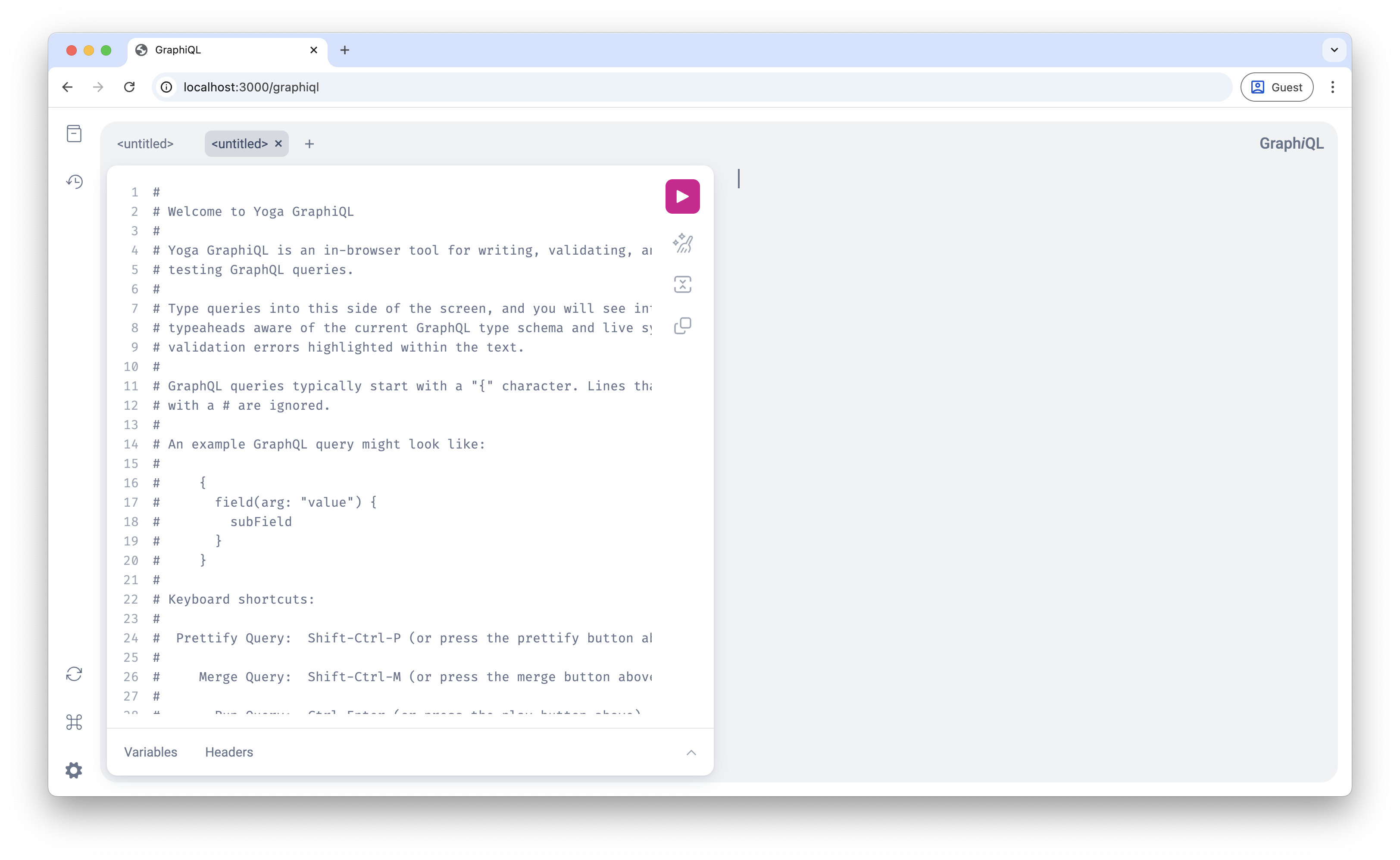 Screenshot of GraphiQL interface with Fastify GraphQL