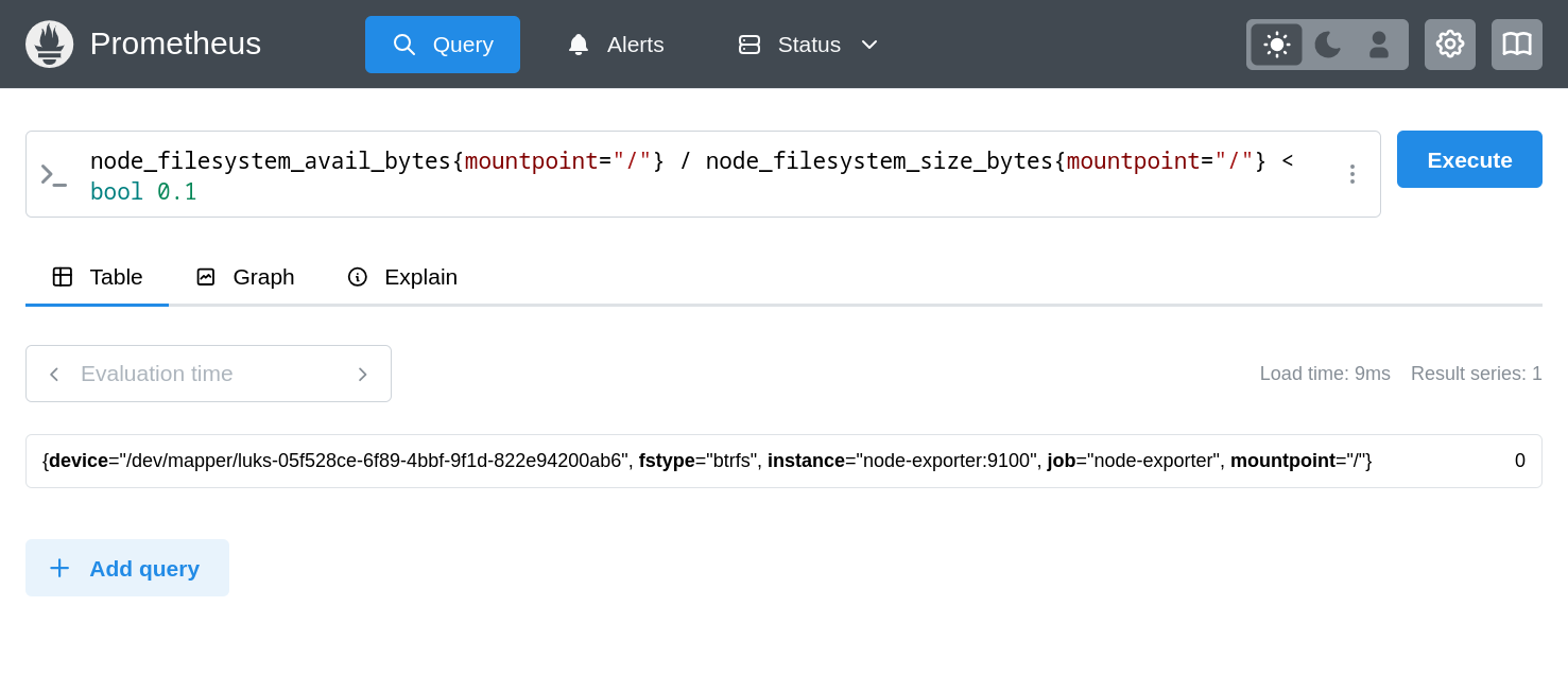 Checking available disk space in Prometheus