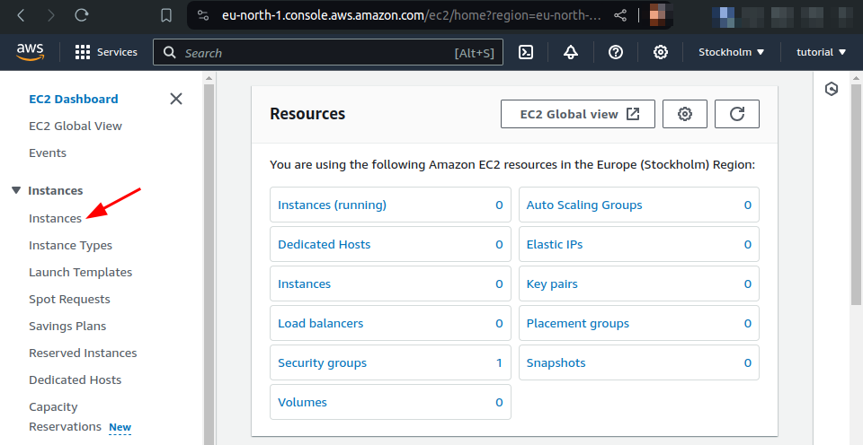 navigate to Instances
