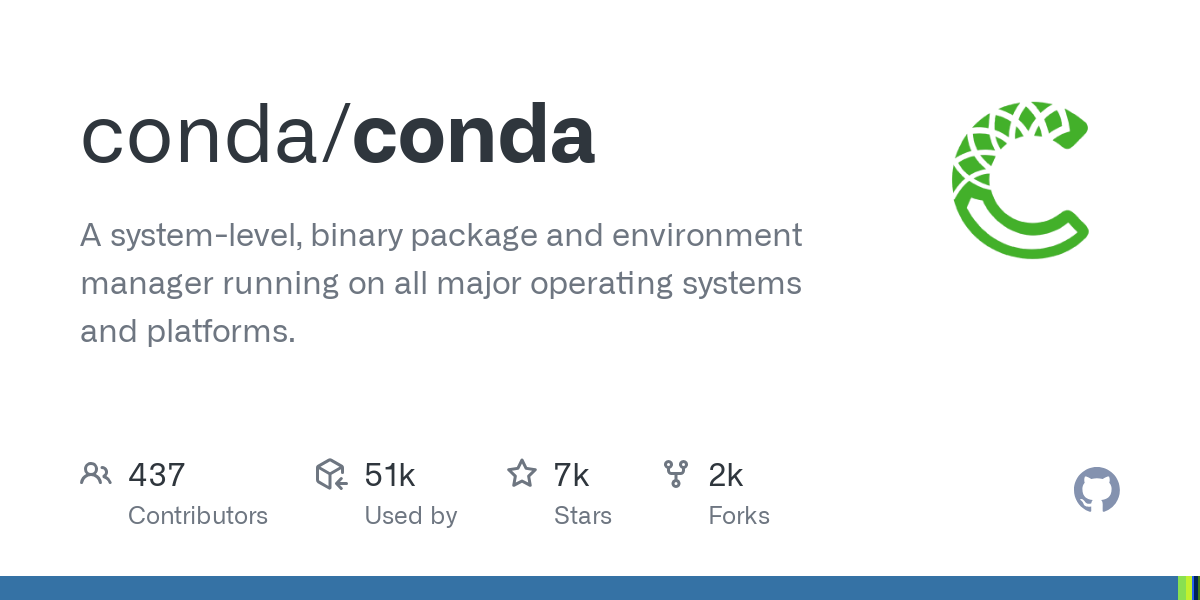 Screenshot of Conda Github page