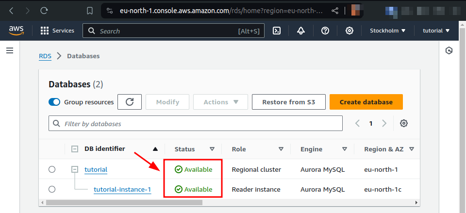database instance status