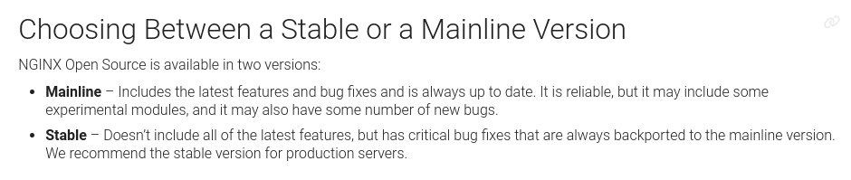 Nginx version recommendation