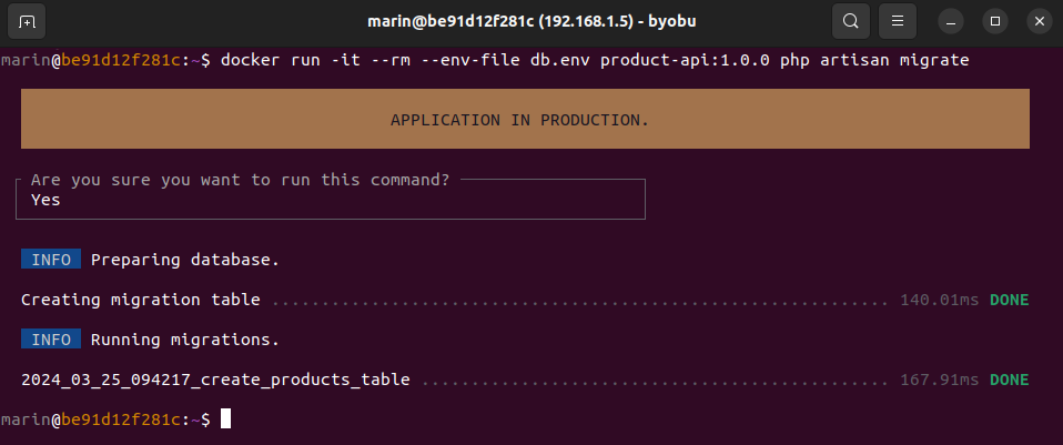 run migration