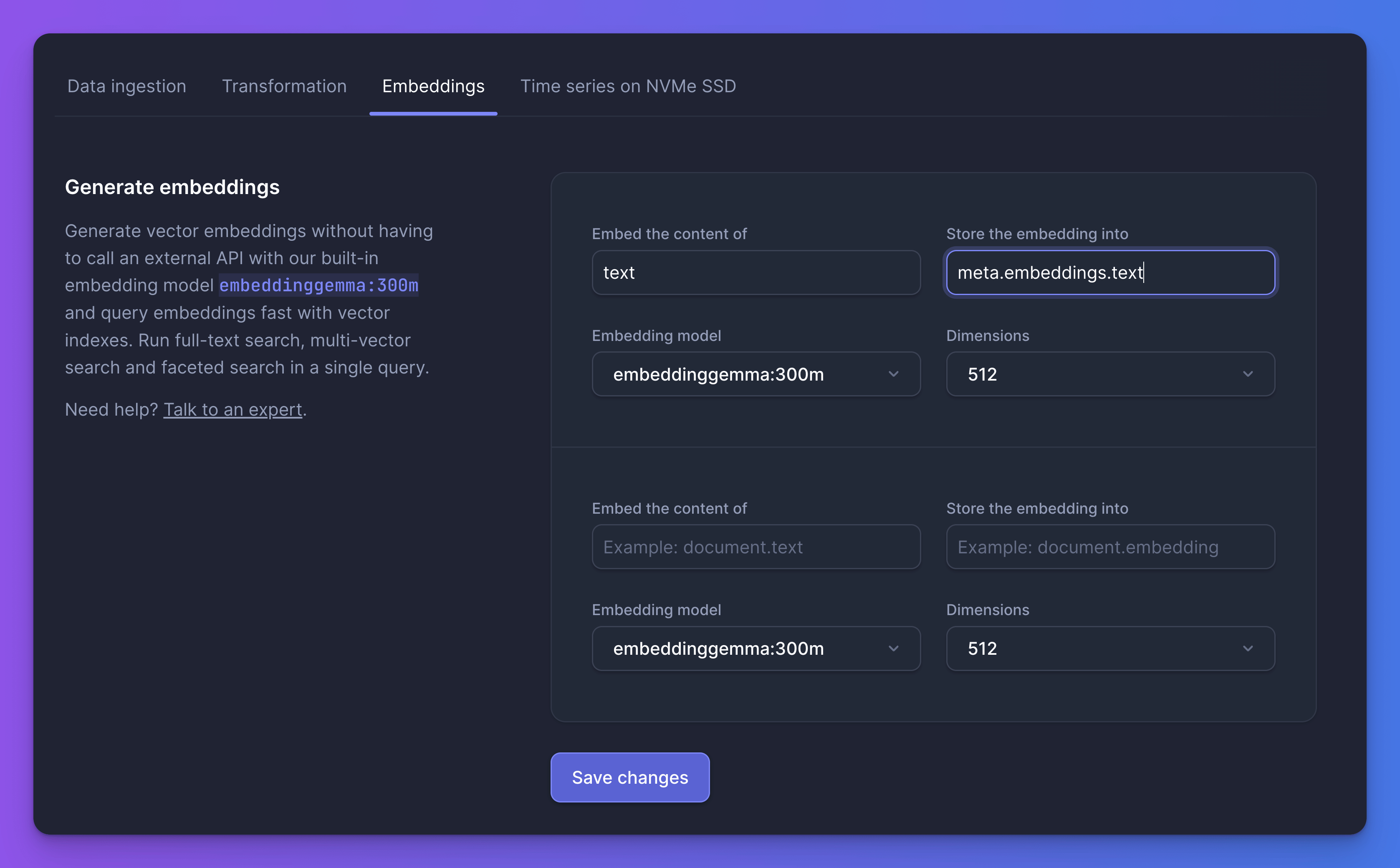 Generating embeddings in Better Stack Warehouse