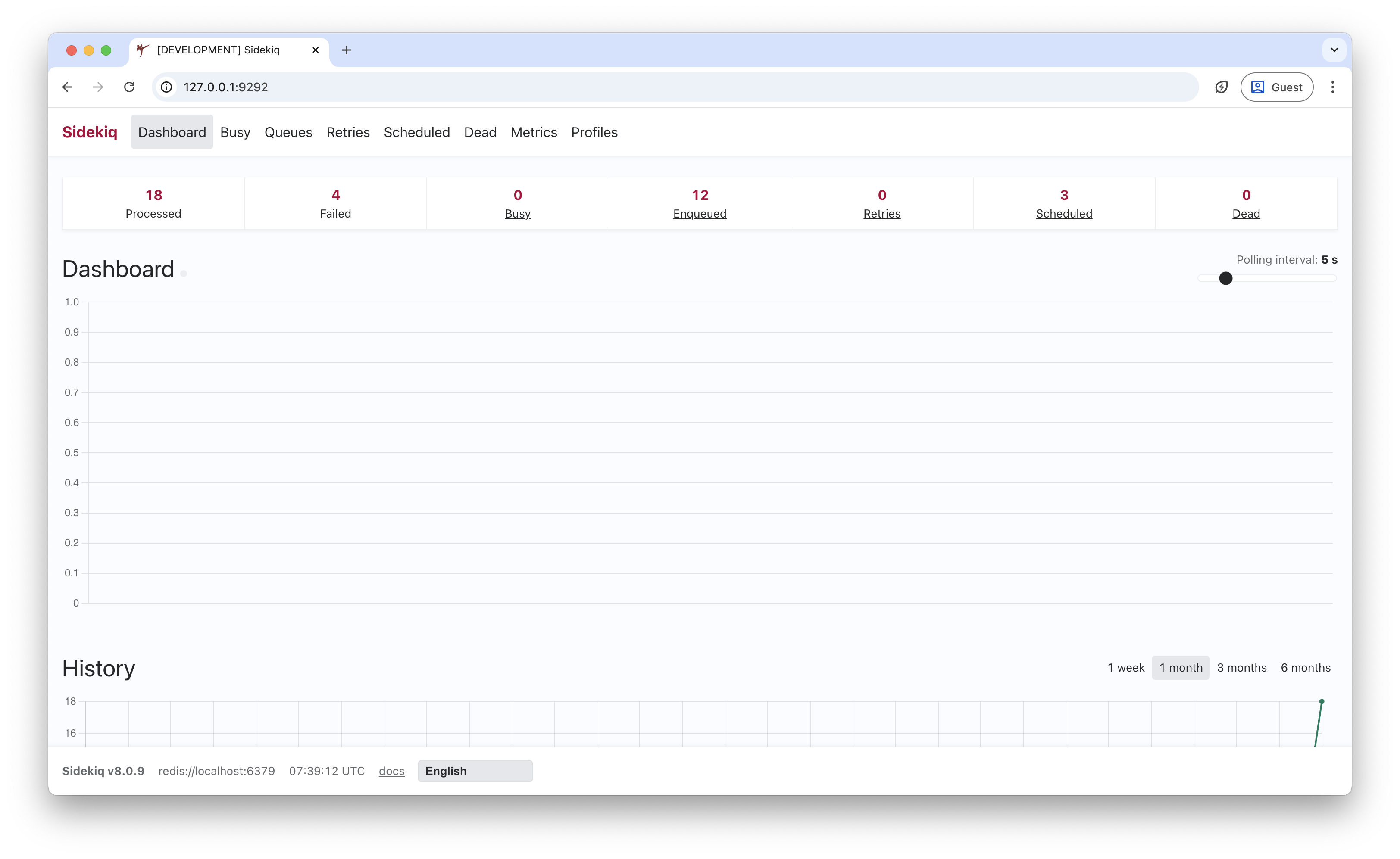 Screenshot of the dashboard