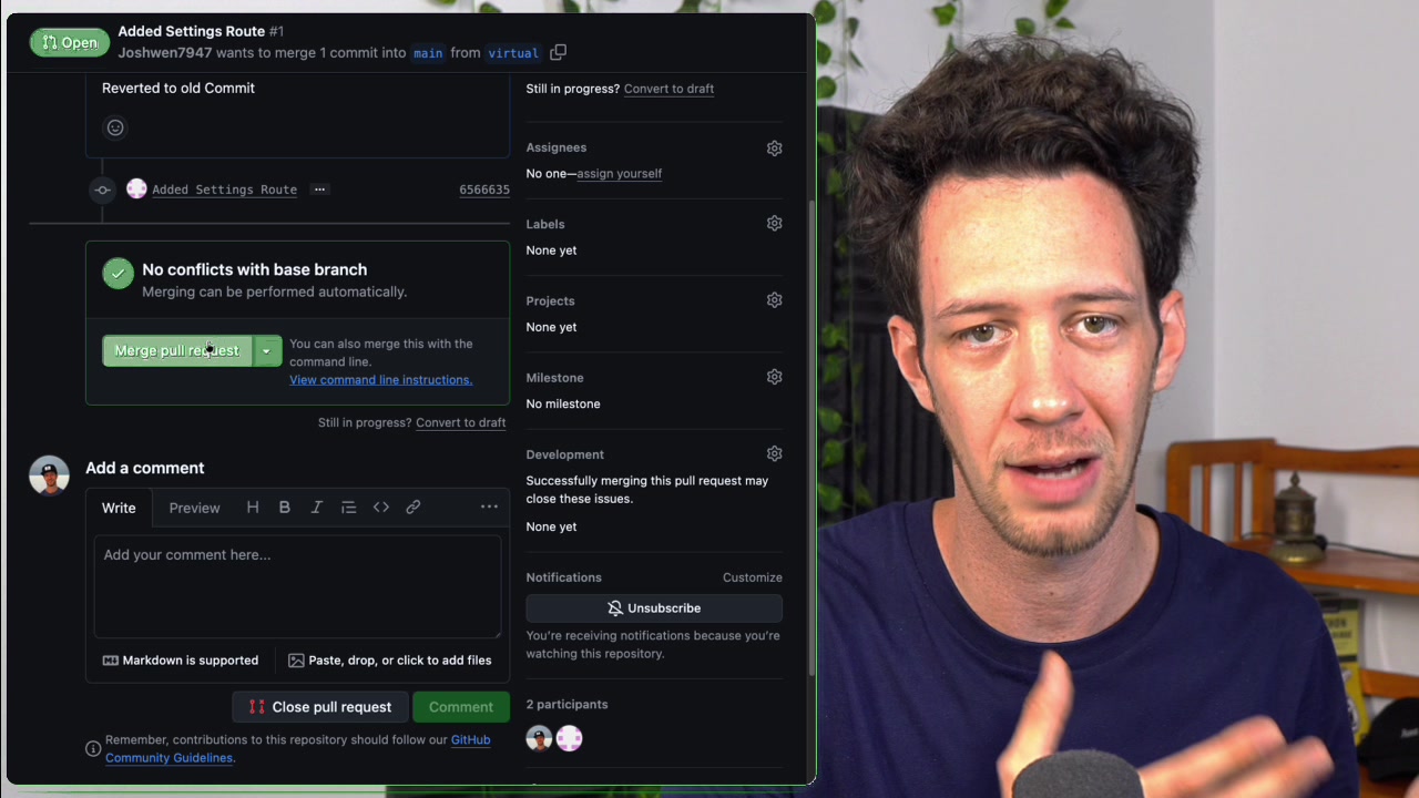 A view of the pull request page on GitHub, showing the merged PR that originated from GitButler. It looks identical to any other PR.