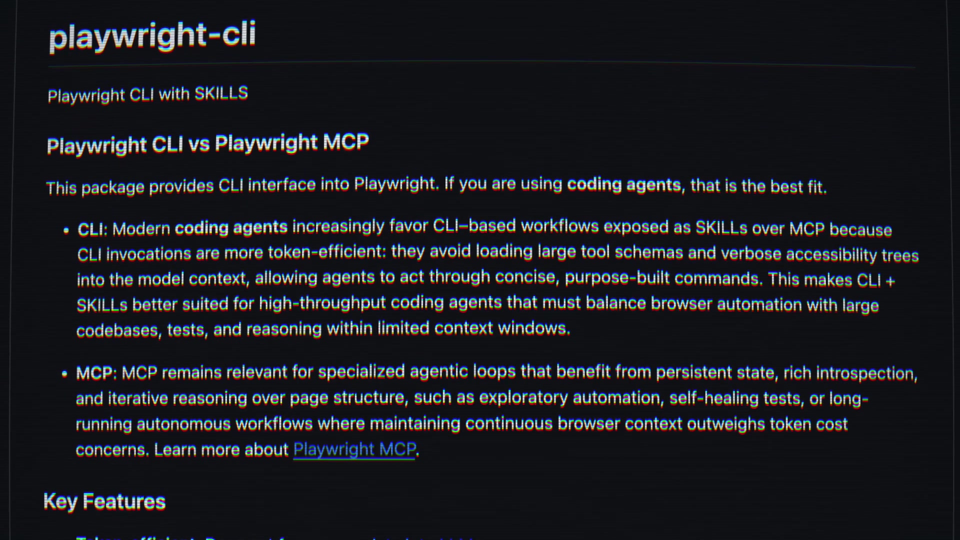 The Playwright CLI documentation highlighting the token efficiency of CLI invocations compared to the verbose nature of MCP.