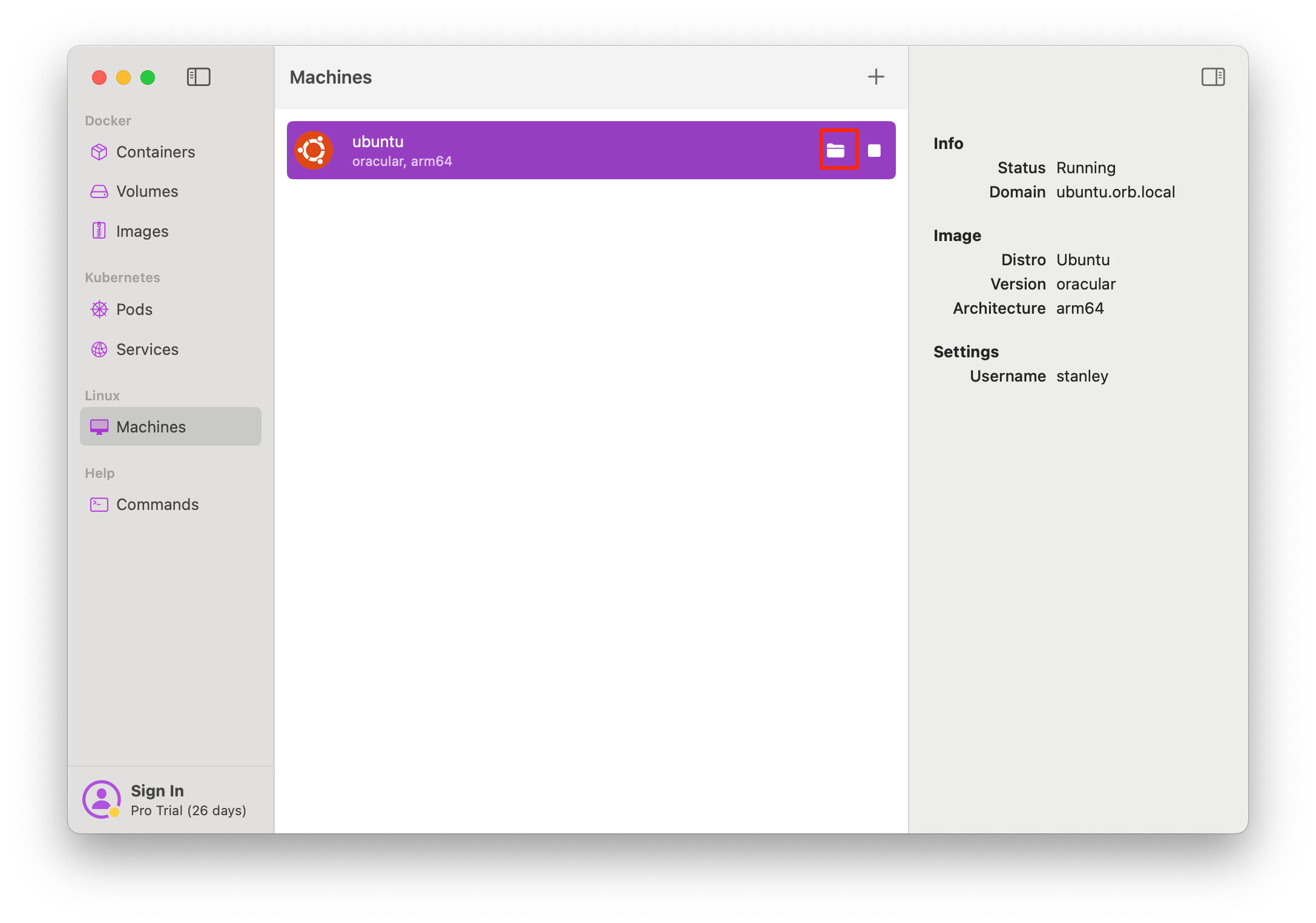 Screenshot showing the folder icon to open Finder