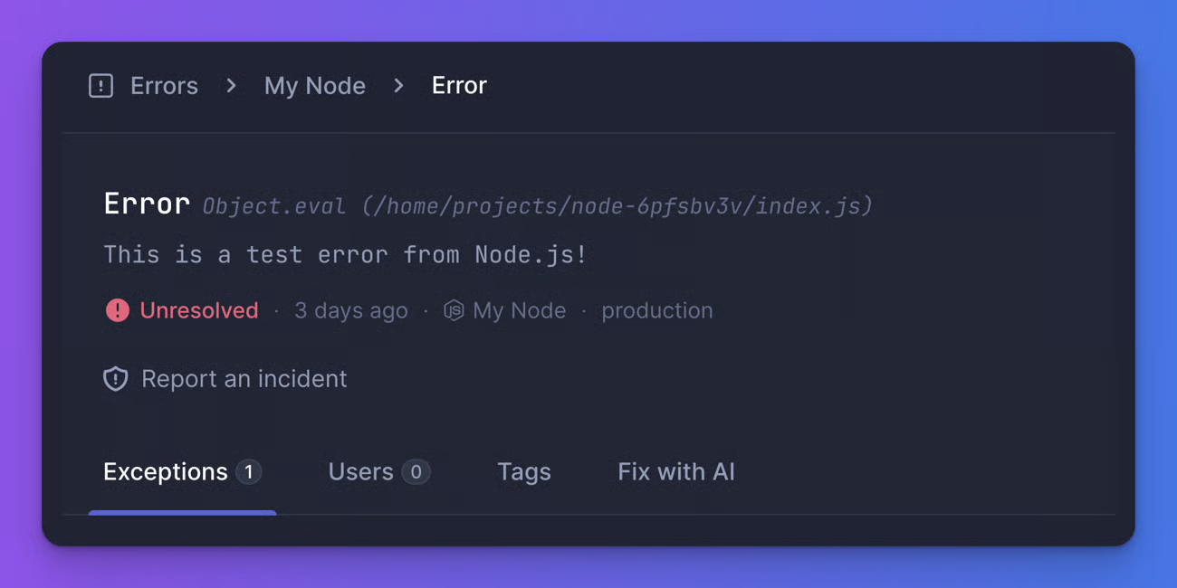 Better Stack error alerts