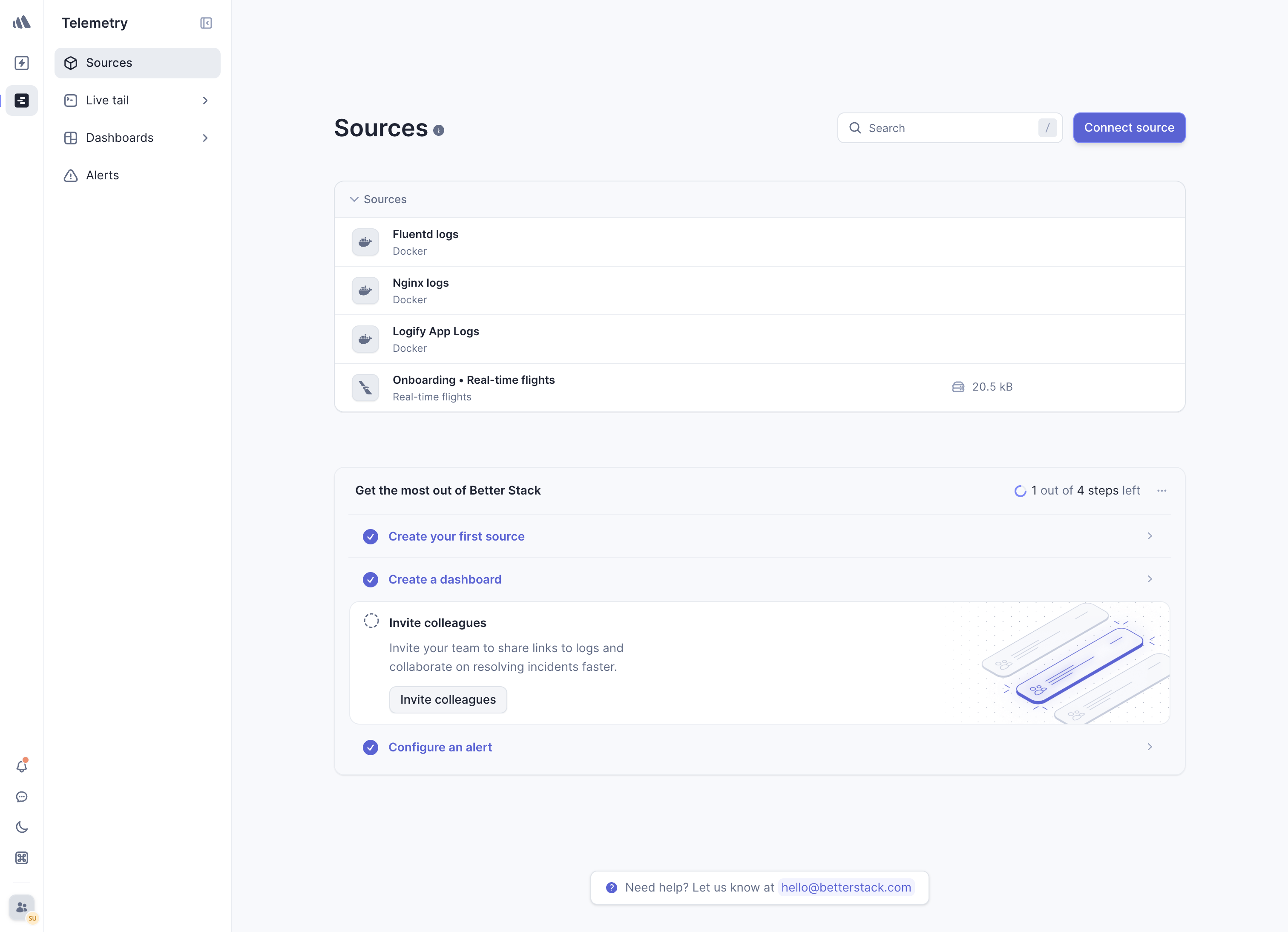 Better Stack sources for Logify, Nginx, and Fluentd