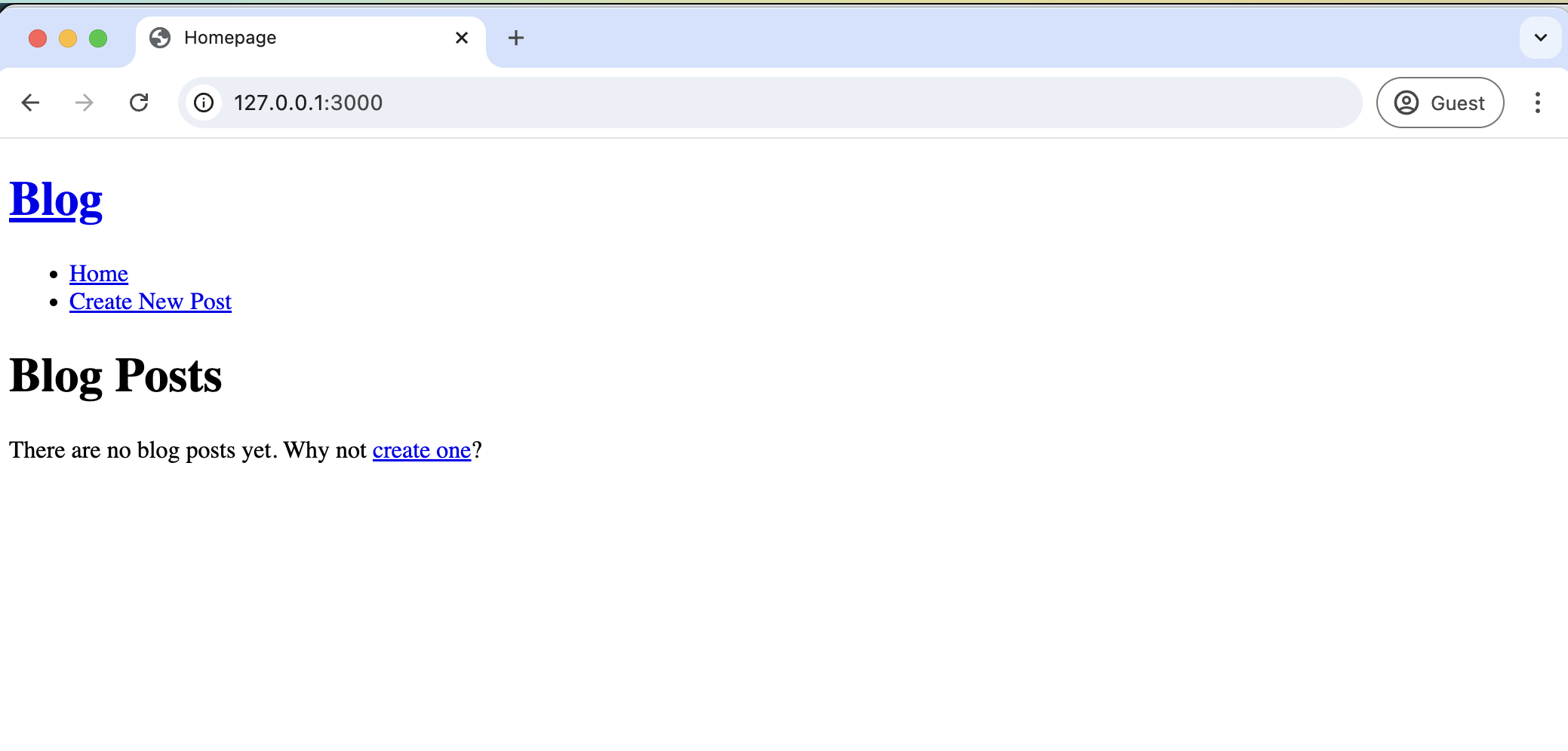 Screenshot of rendered template