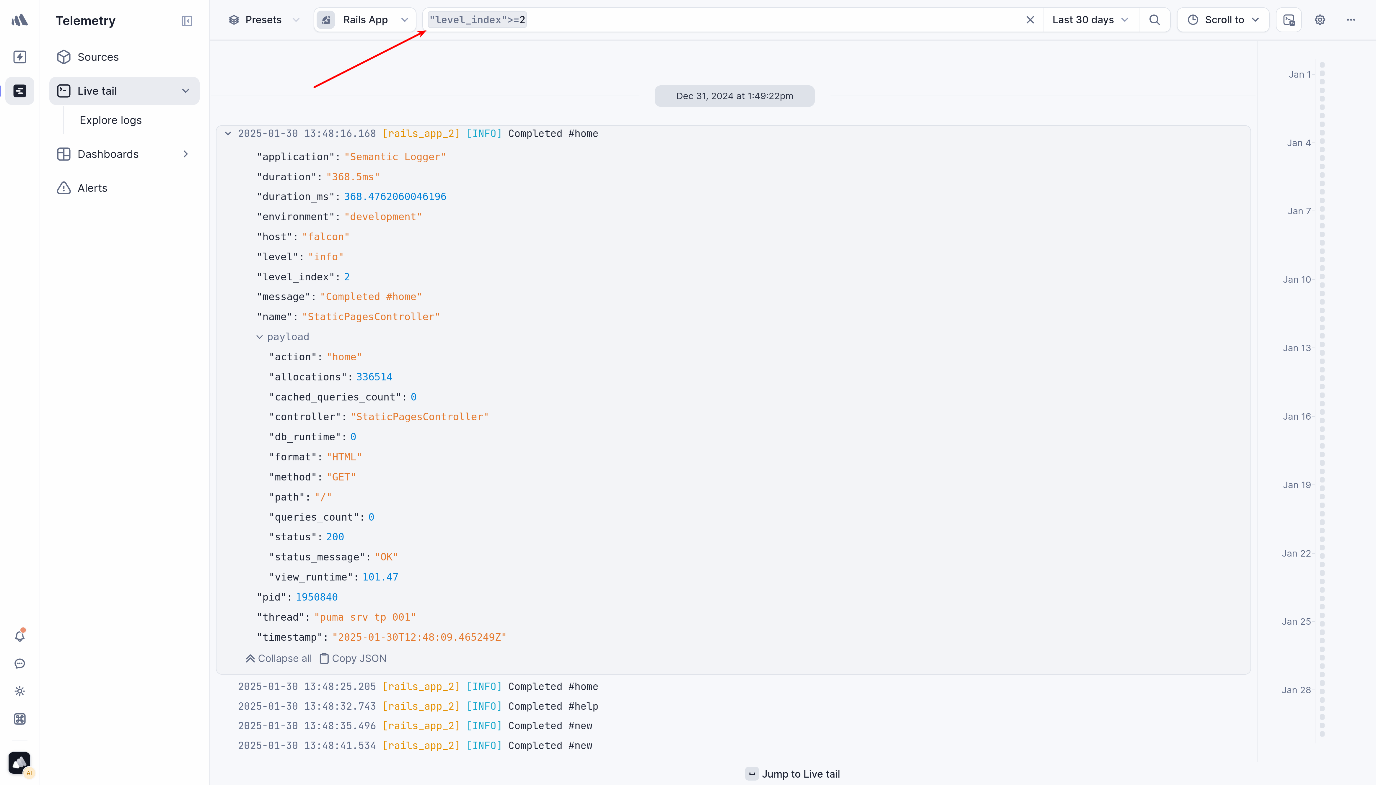 Image of using level_index in Better Stack