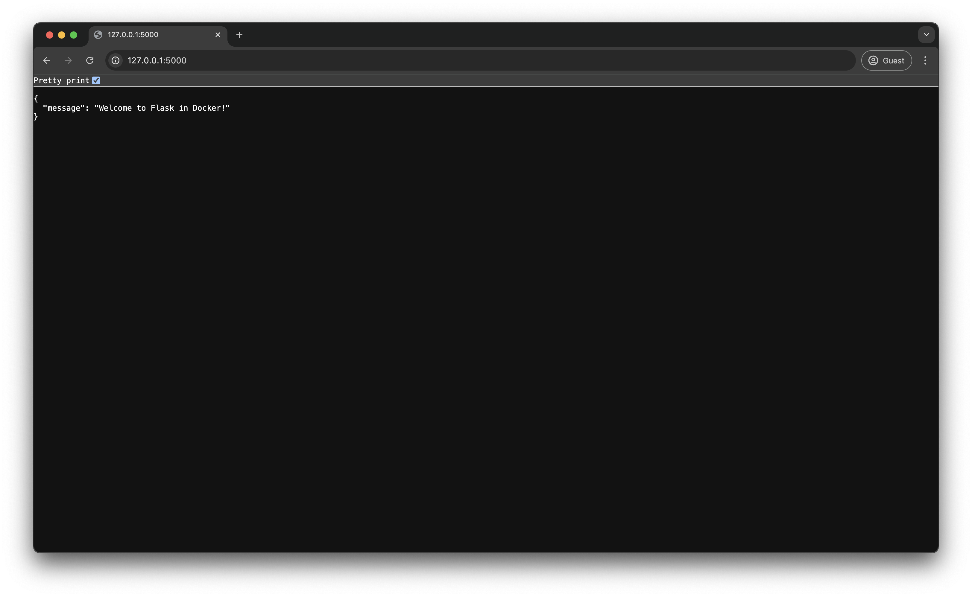 Screenshot of flask JSON response in the browser