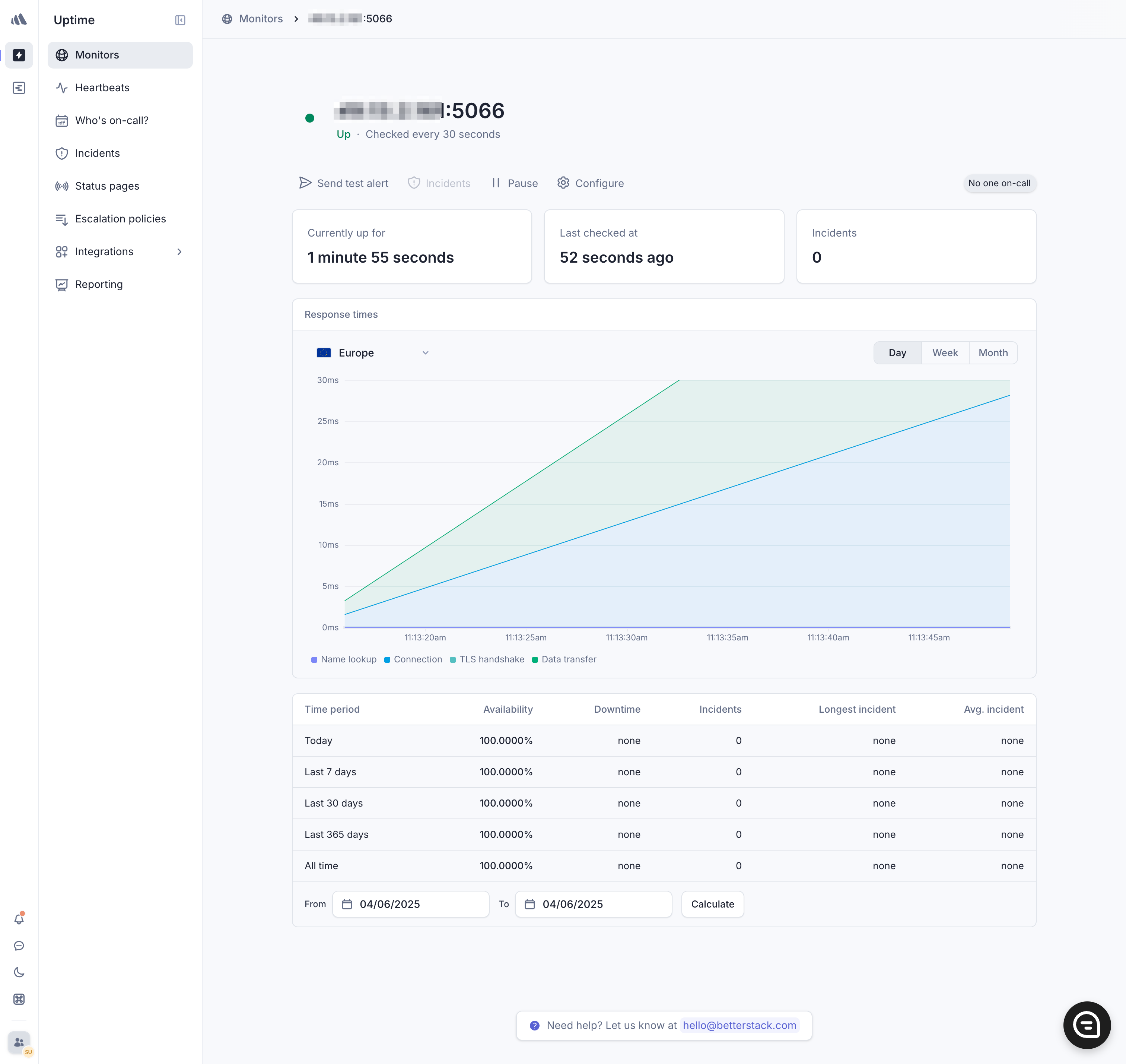 Screenshot of Better Stack monitoring the REST API endpoint