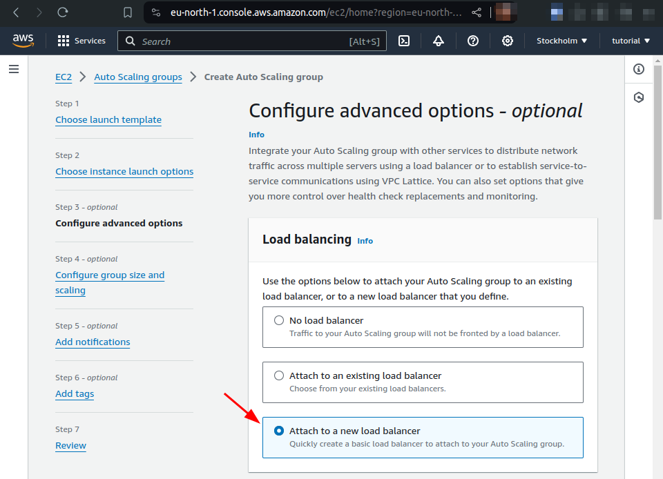 attach to a new load balancer option