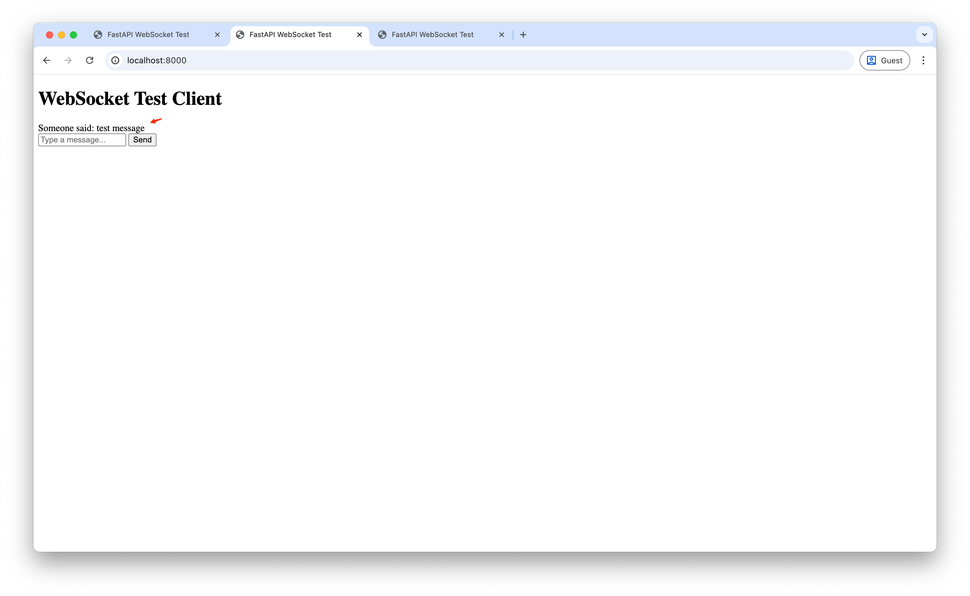 Screenshot of the message received