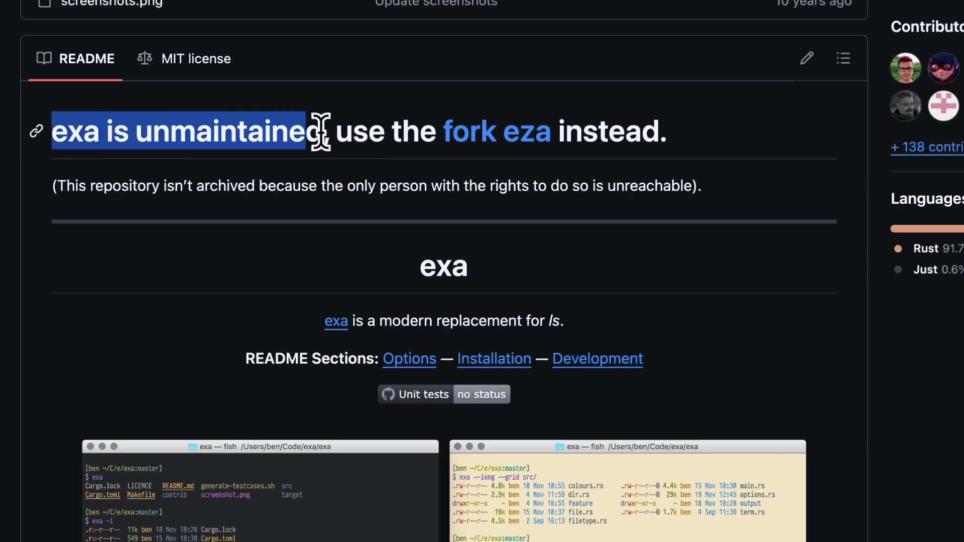The original exa repository