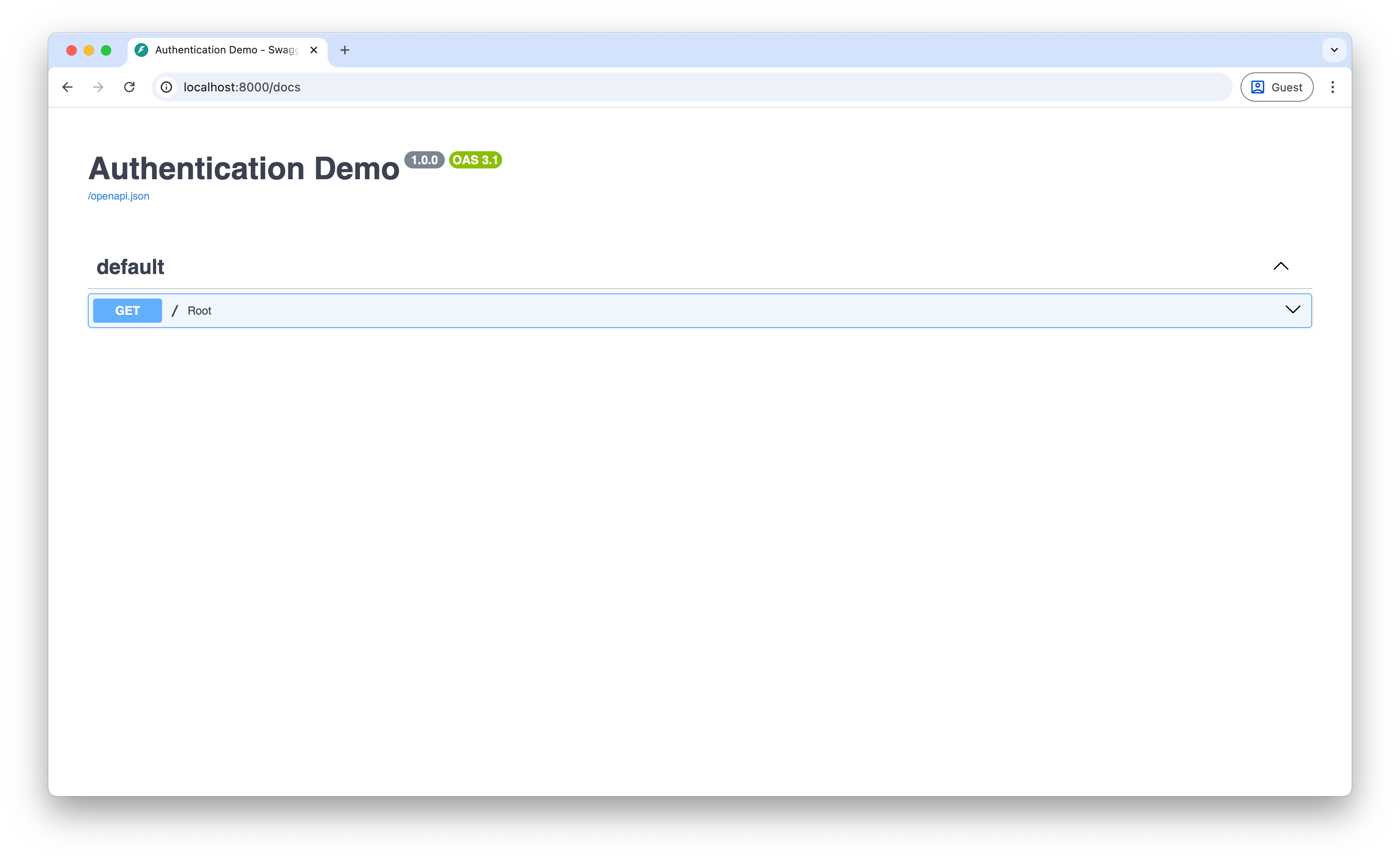 Screenshot of the FastAPI docs