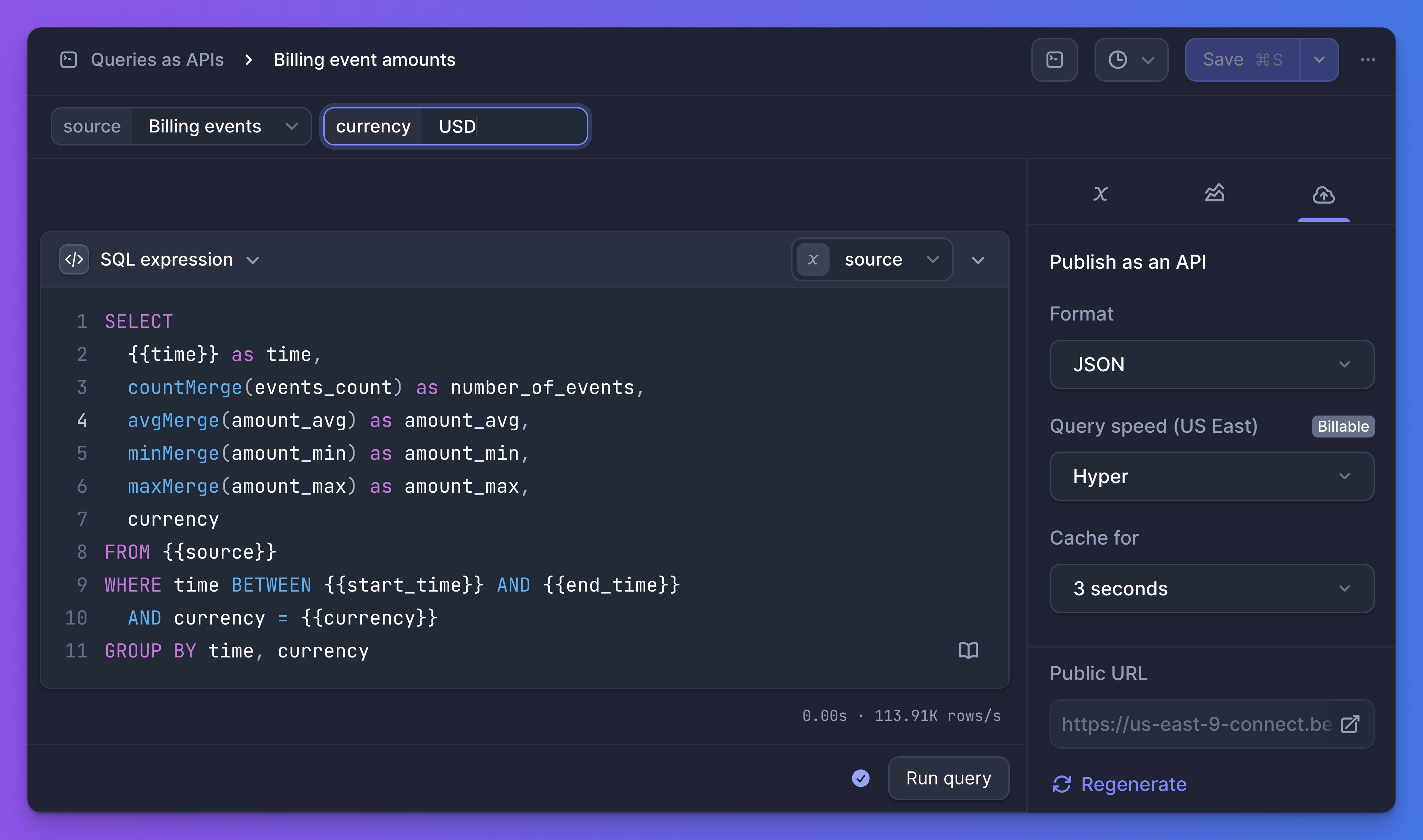 Define variables in your API
