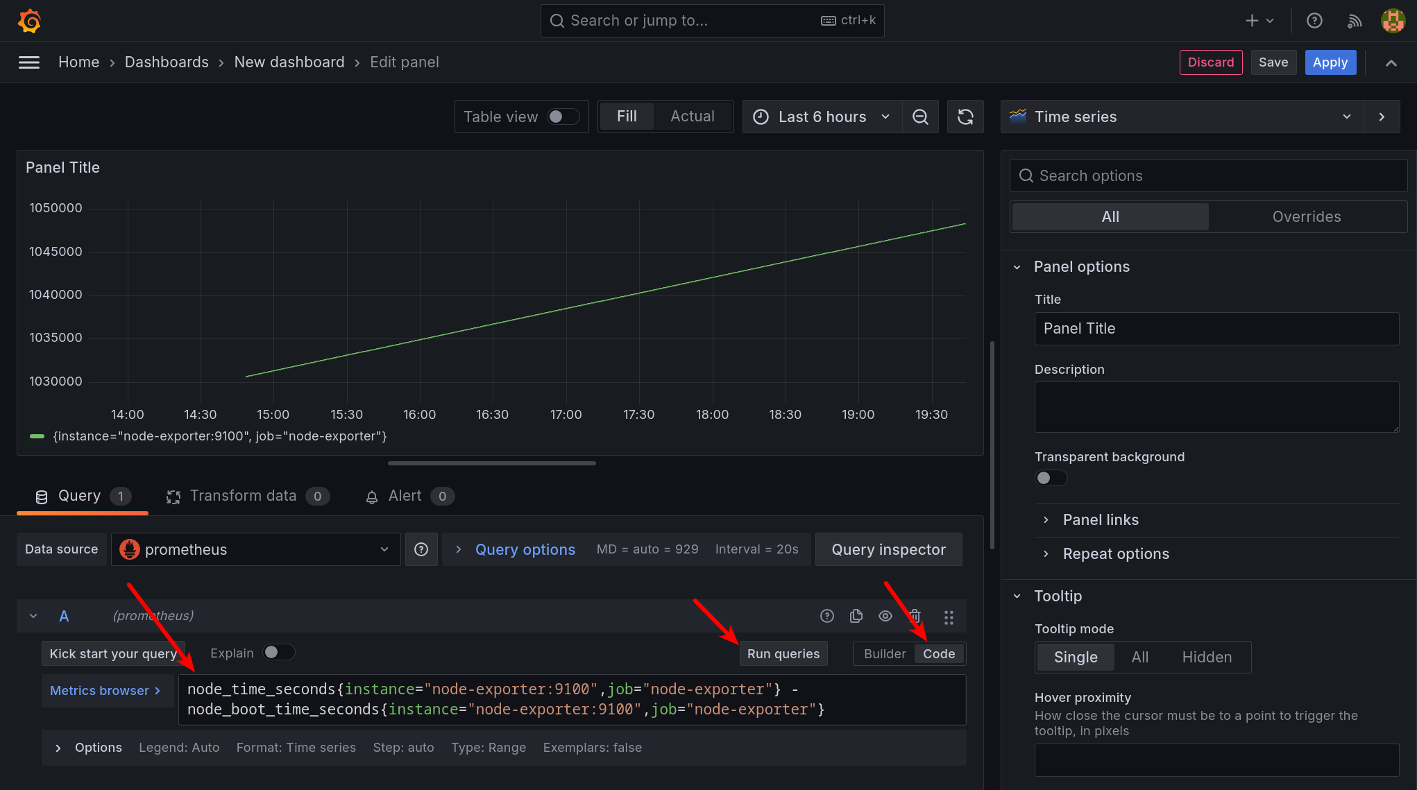 Enter PromQL query in Grafana