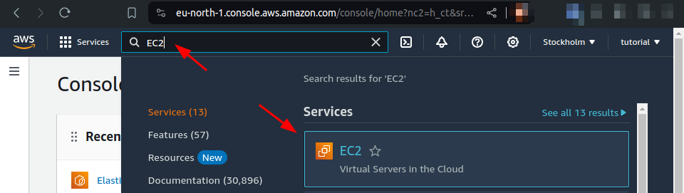 find EC2 service