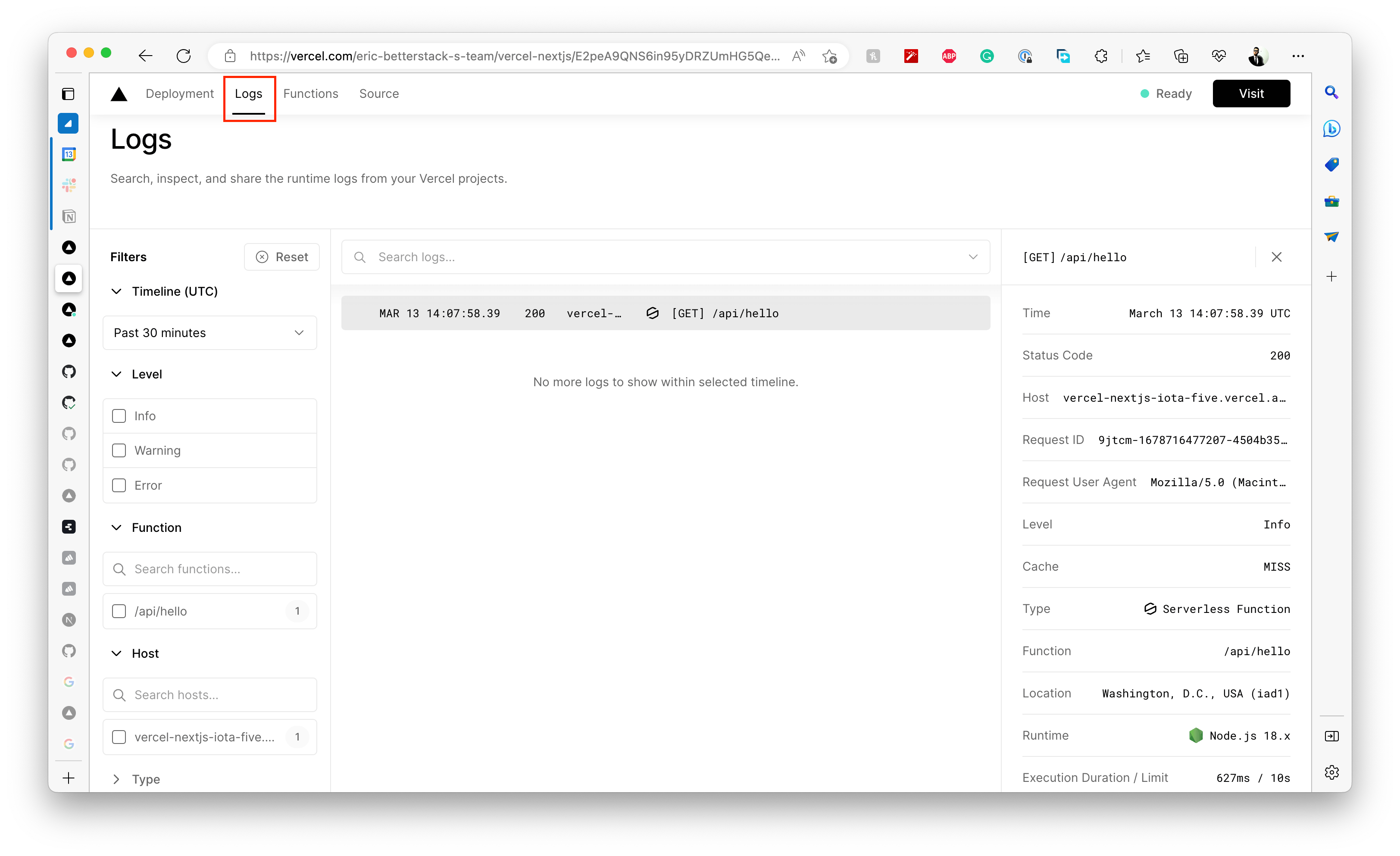 Runtime logs