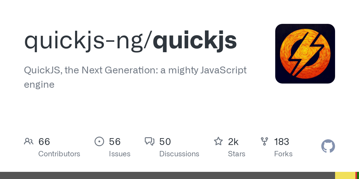 Screenshot of QuickJS Github page