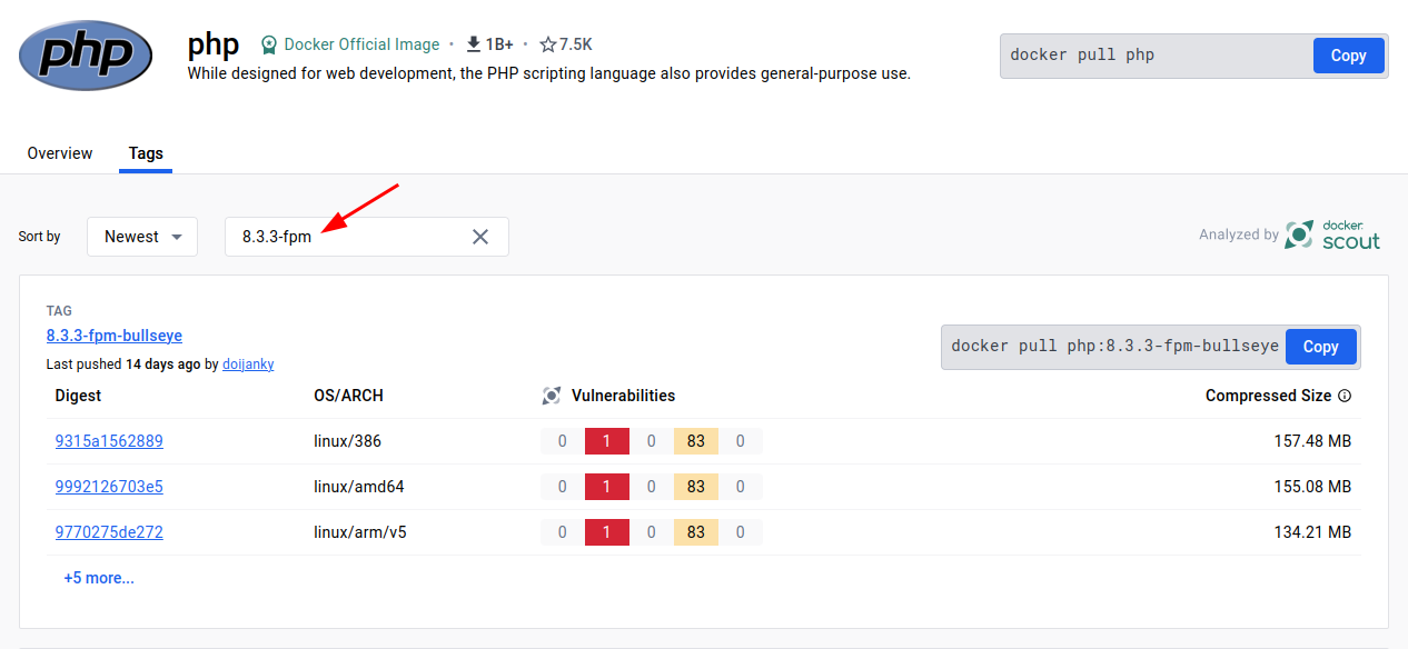 Docker Hub PHP FPM images