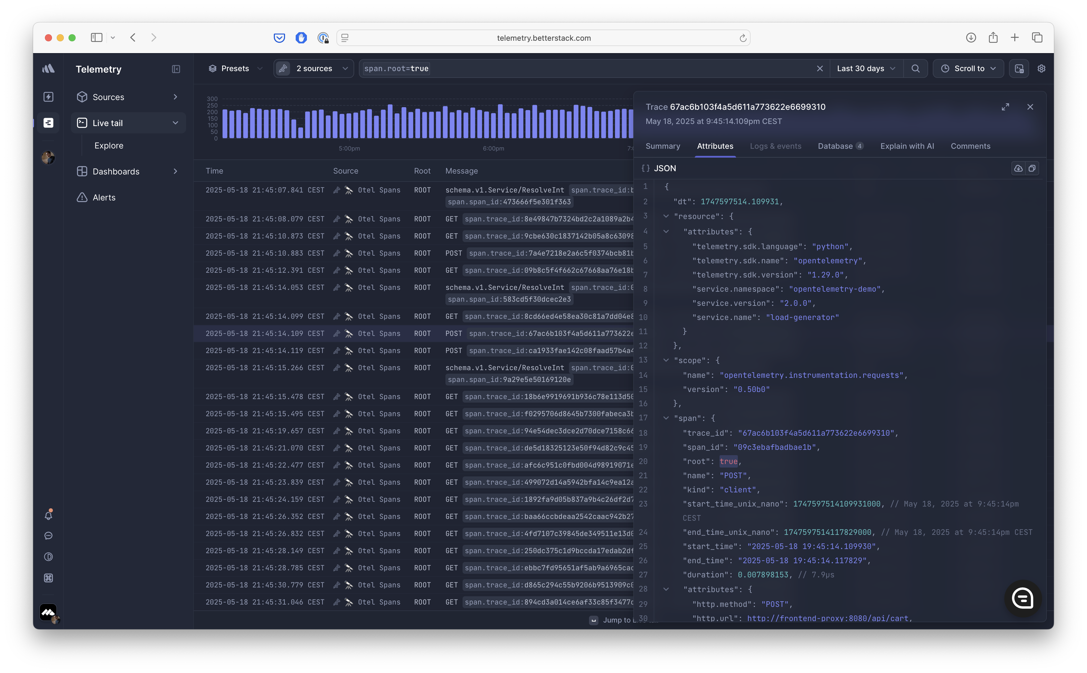 Screenshot of Better Stack UI