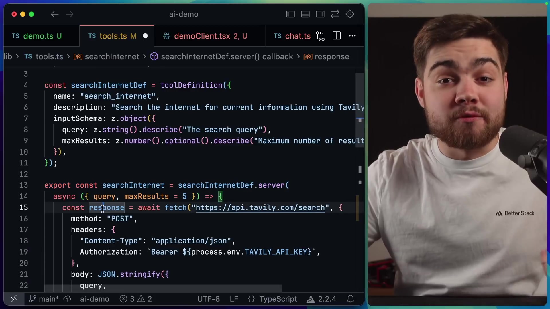 Server-side implementation of the search tool