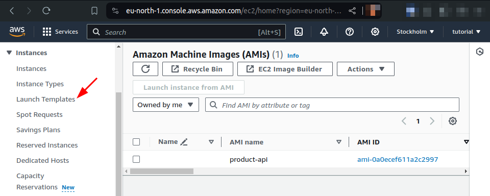 navigate to launch templates