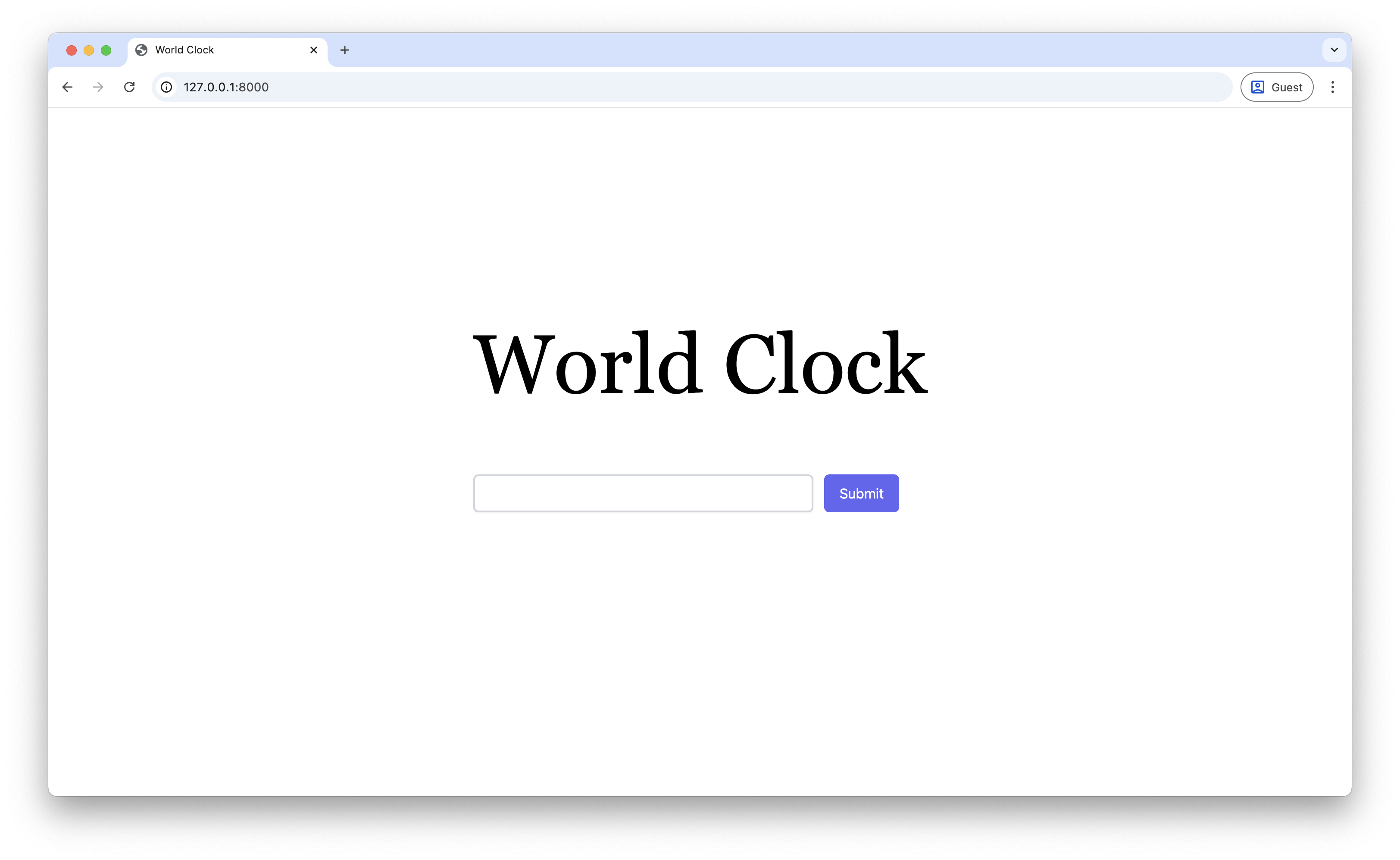 Screenshot of web app in the web browser