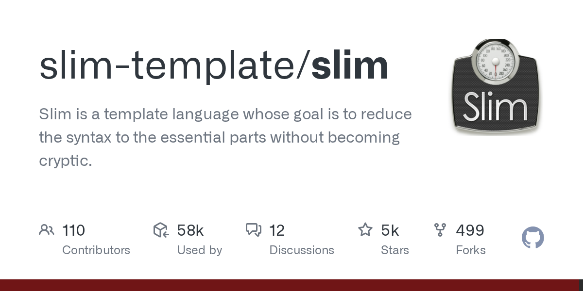 Screenshot of Slim Github page