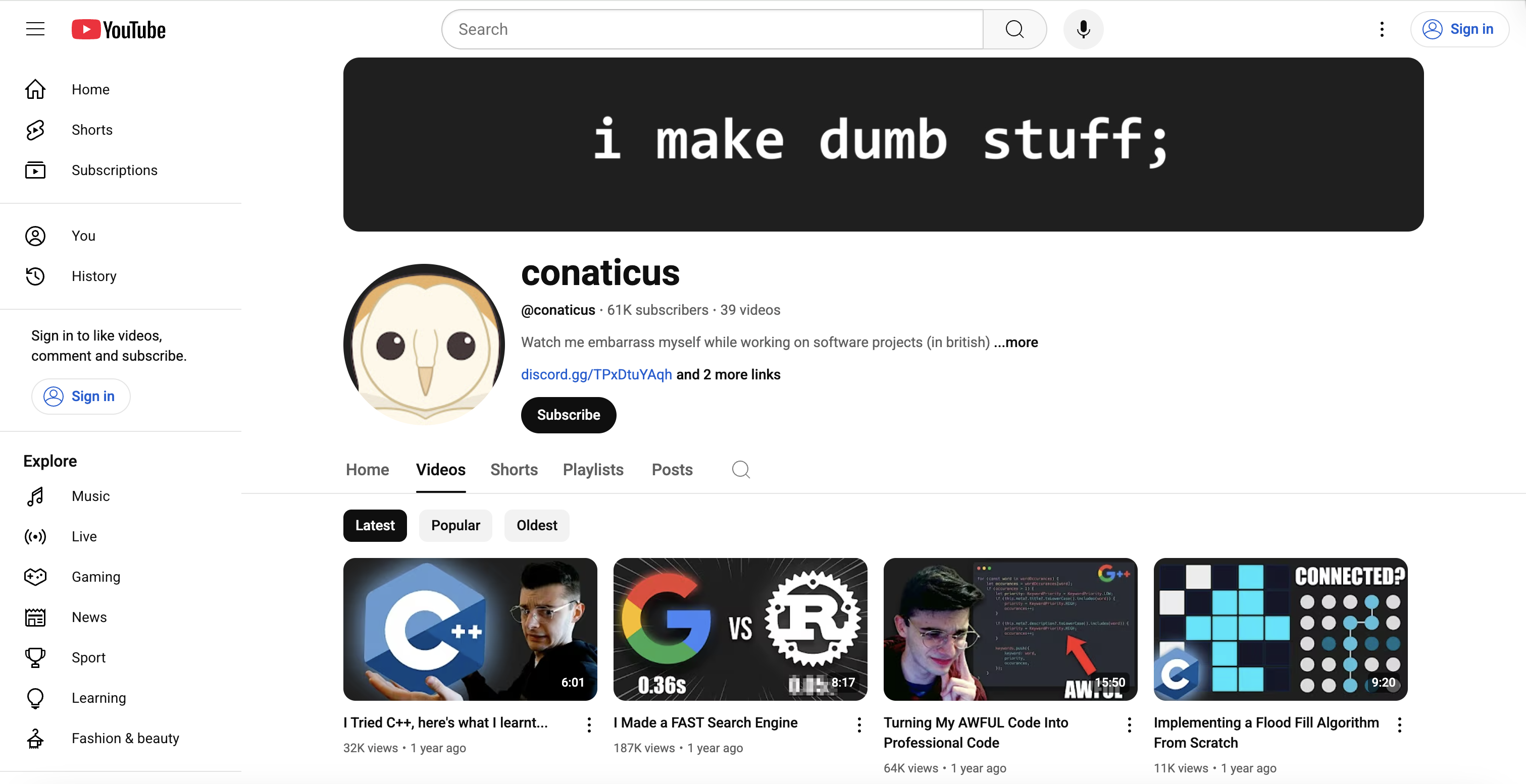conaticus Youtube channel