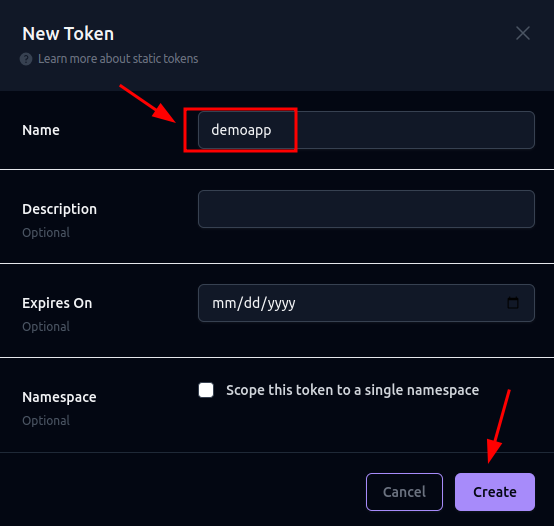 Flipt new token form