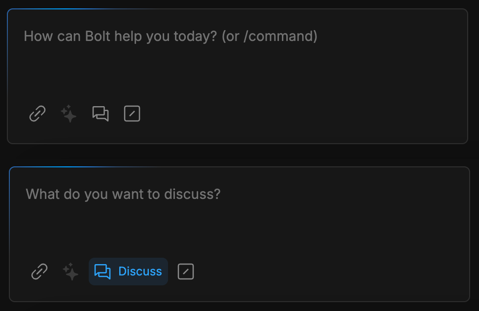 Screenshot of Bolt AI modes