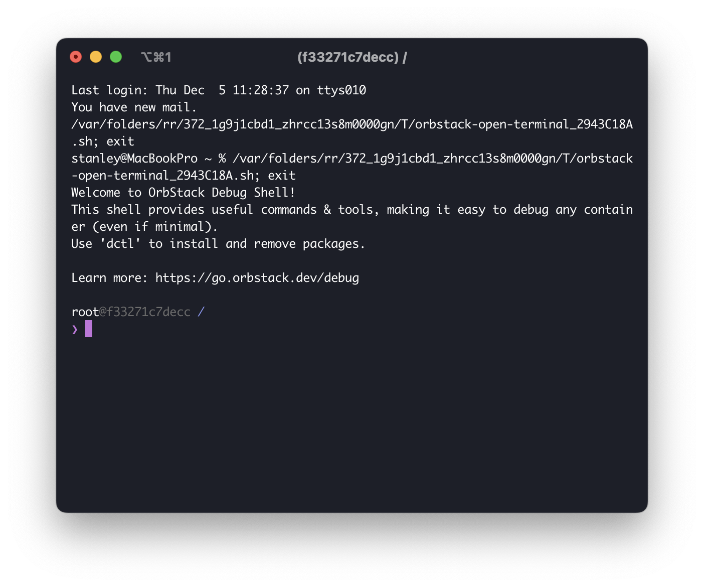 Screenshot of the terminal