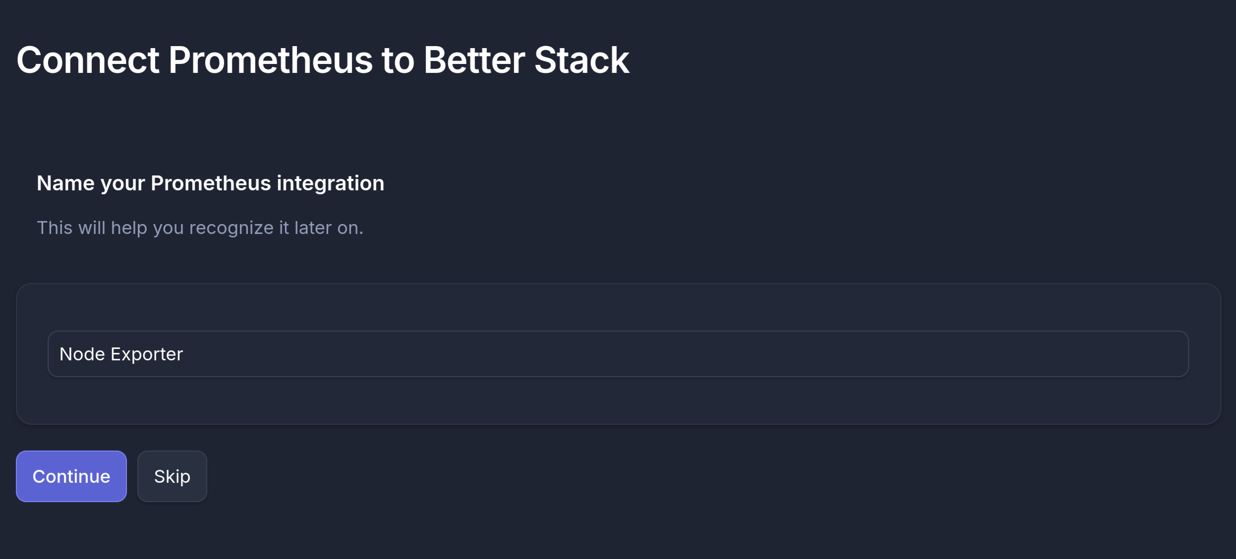 Name Prometheus integration in Better Stack