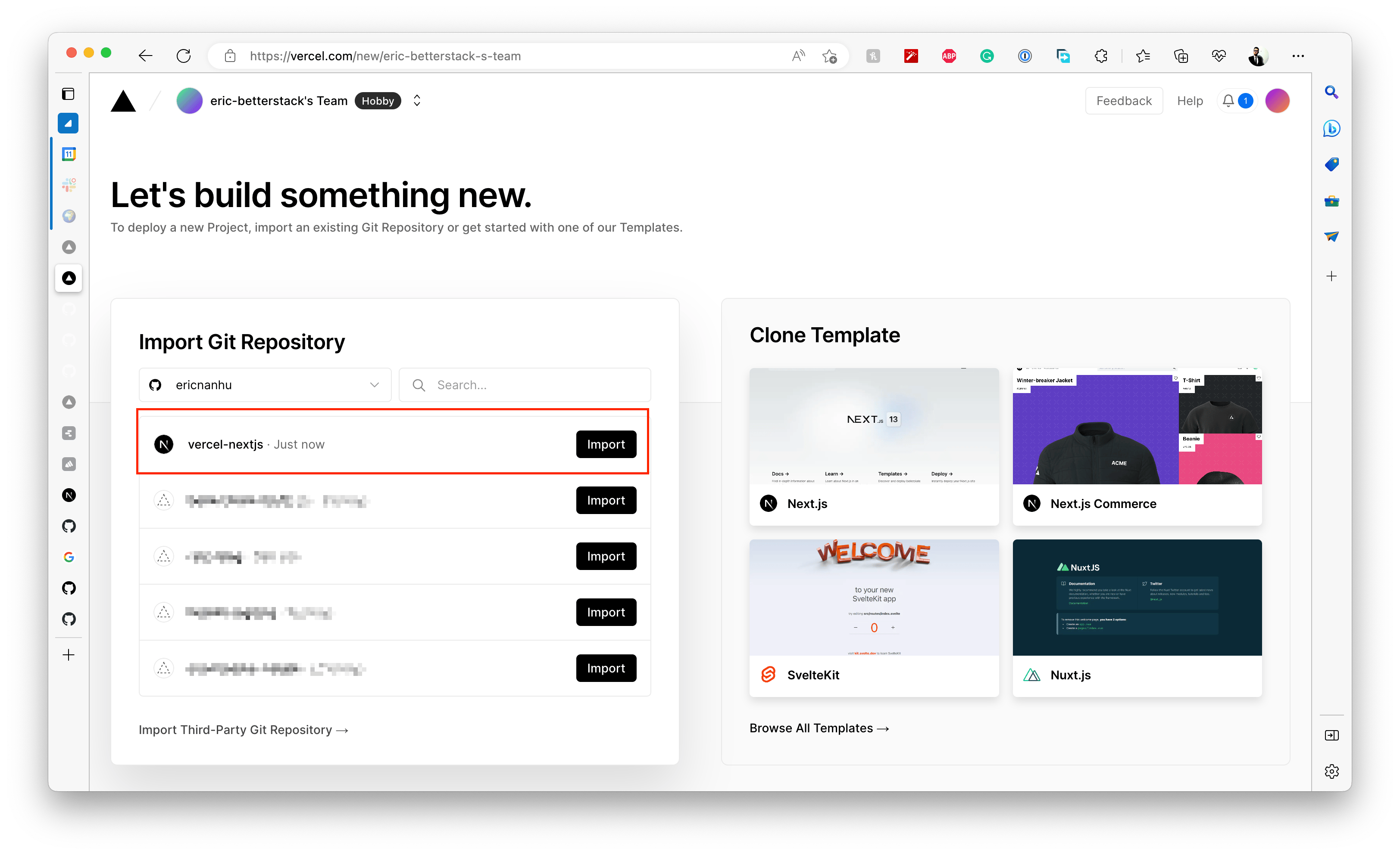 Import git repo