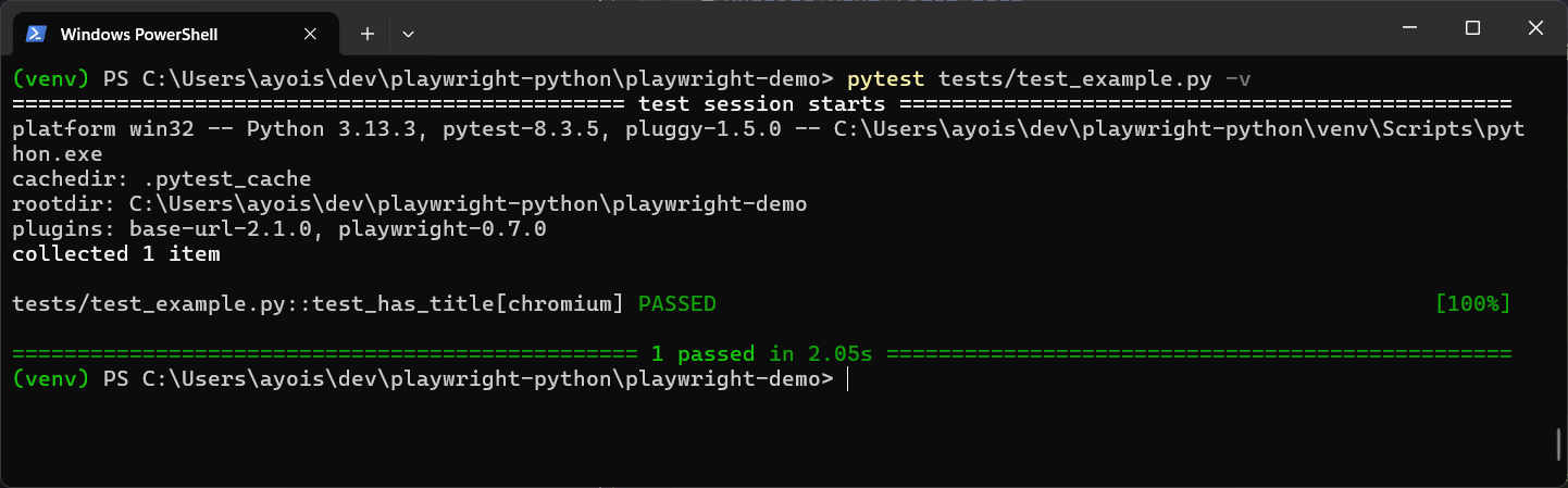 Playright first test