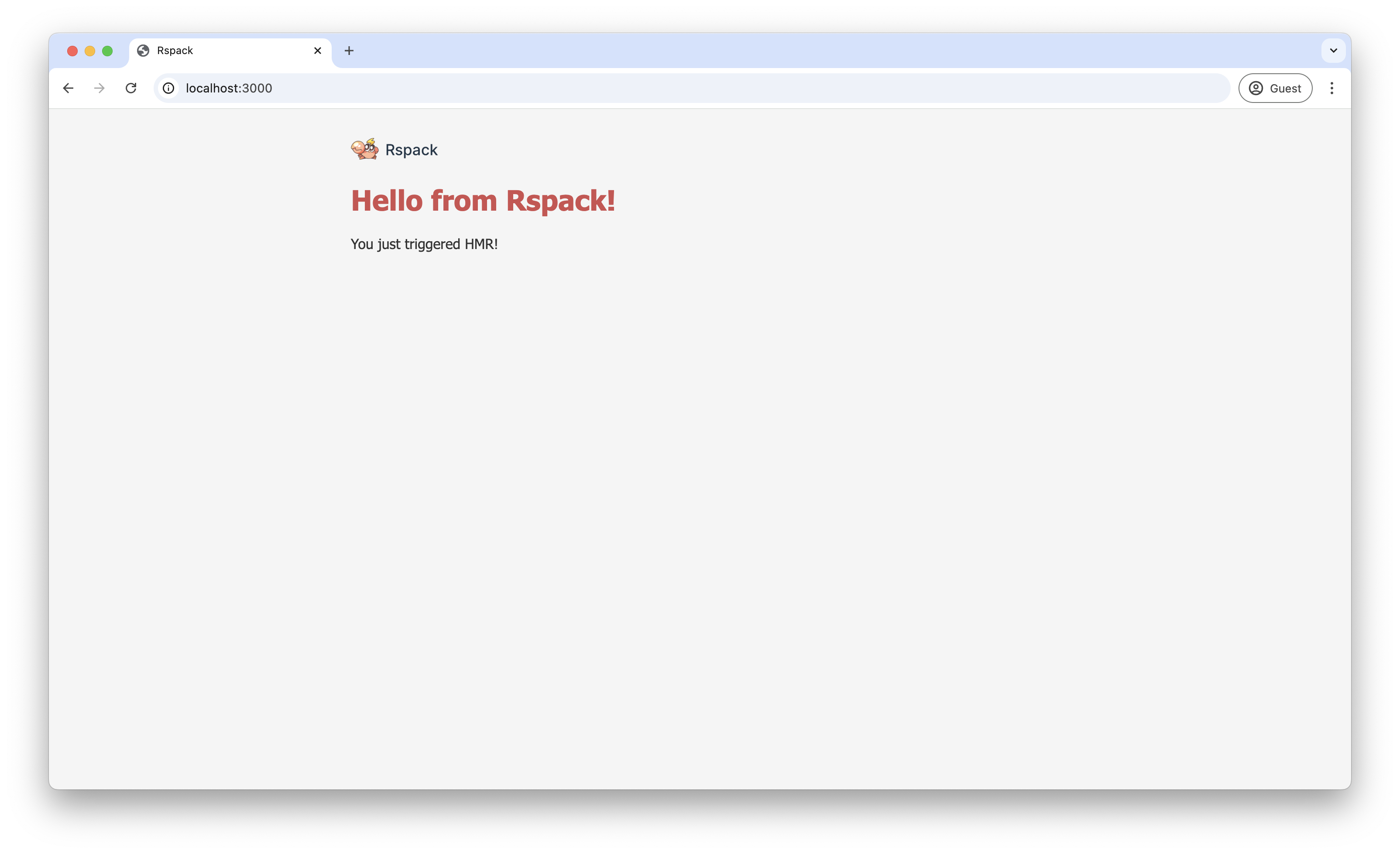Screenshot of the browser showing the application running under  port `3000`