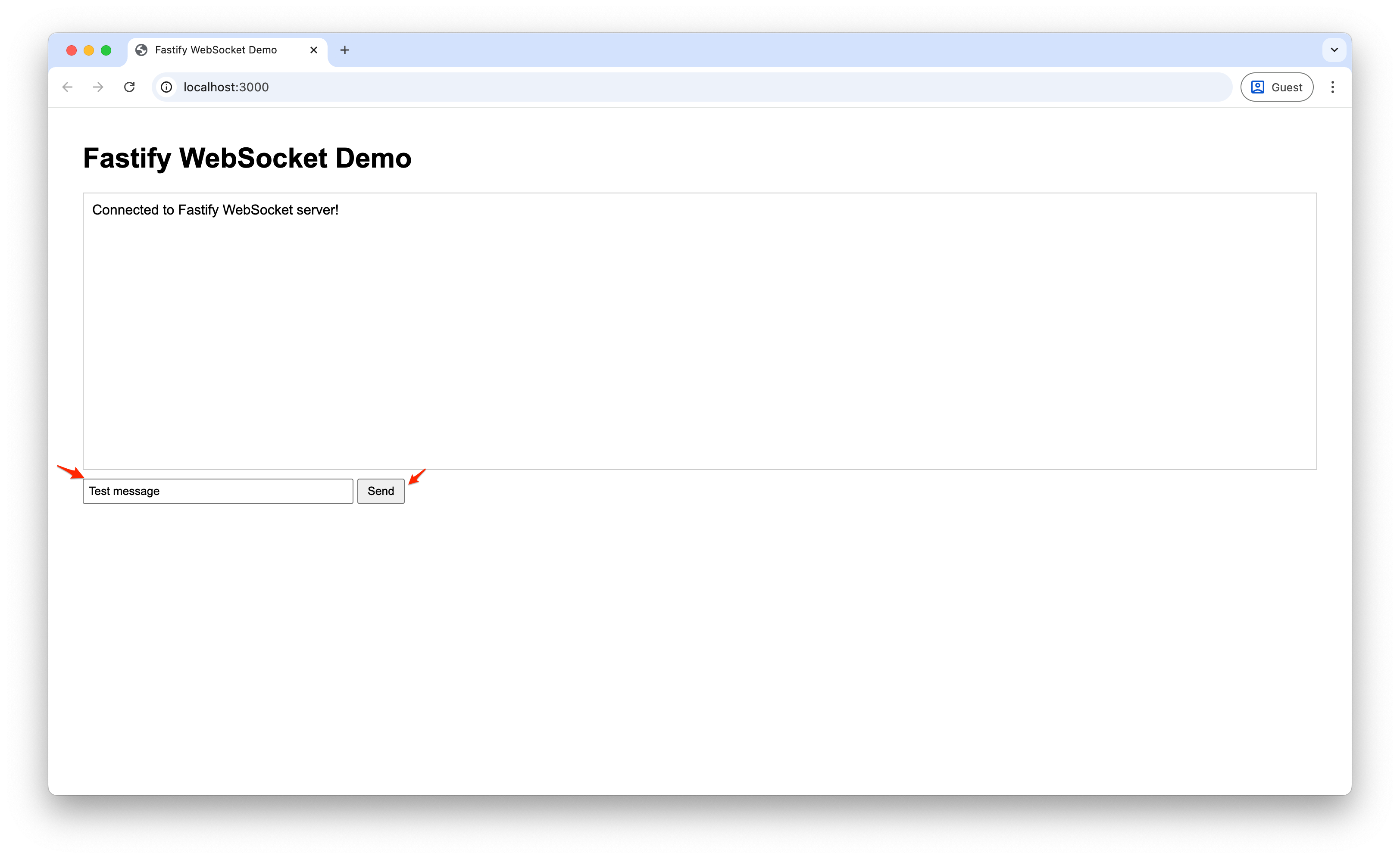 Screenshot of message input in the demo interface