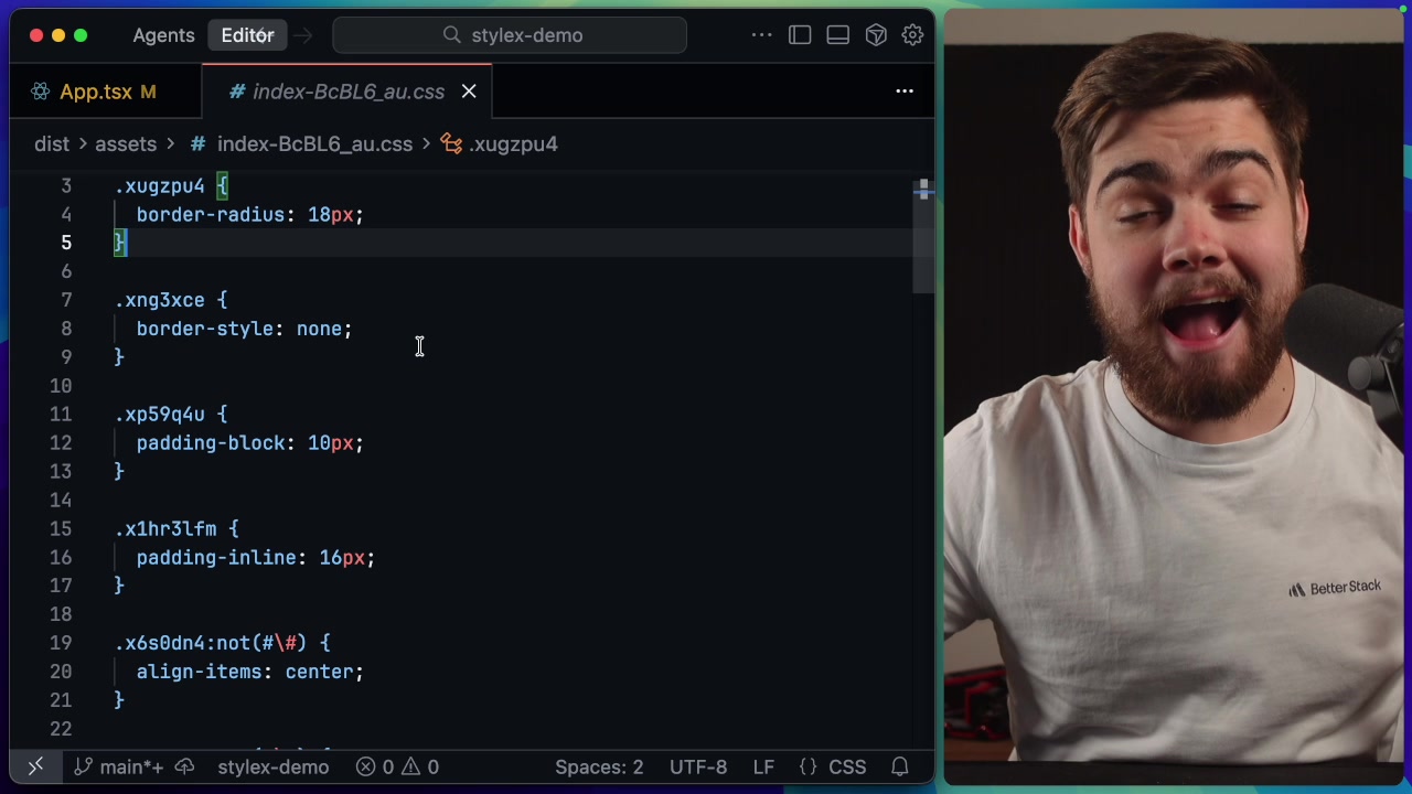 This code snippet clearly shows the object-based syntax for defining default and conditional styles for a single CSS property like `backgroundColor`.