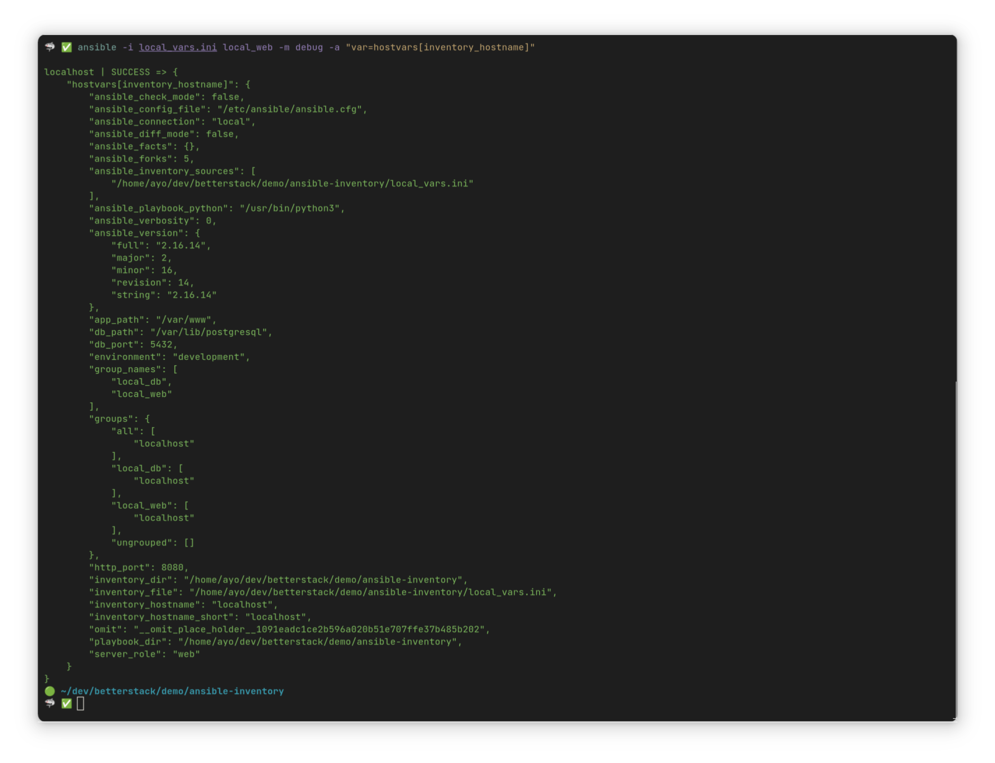 Ansible inventory variables
