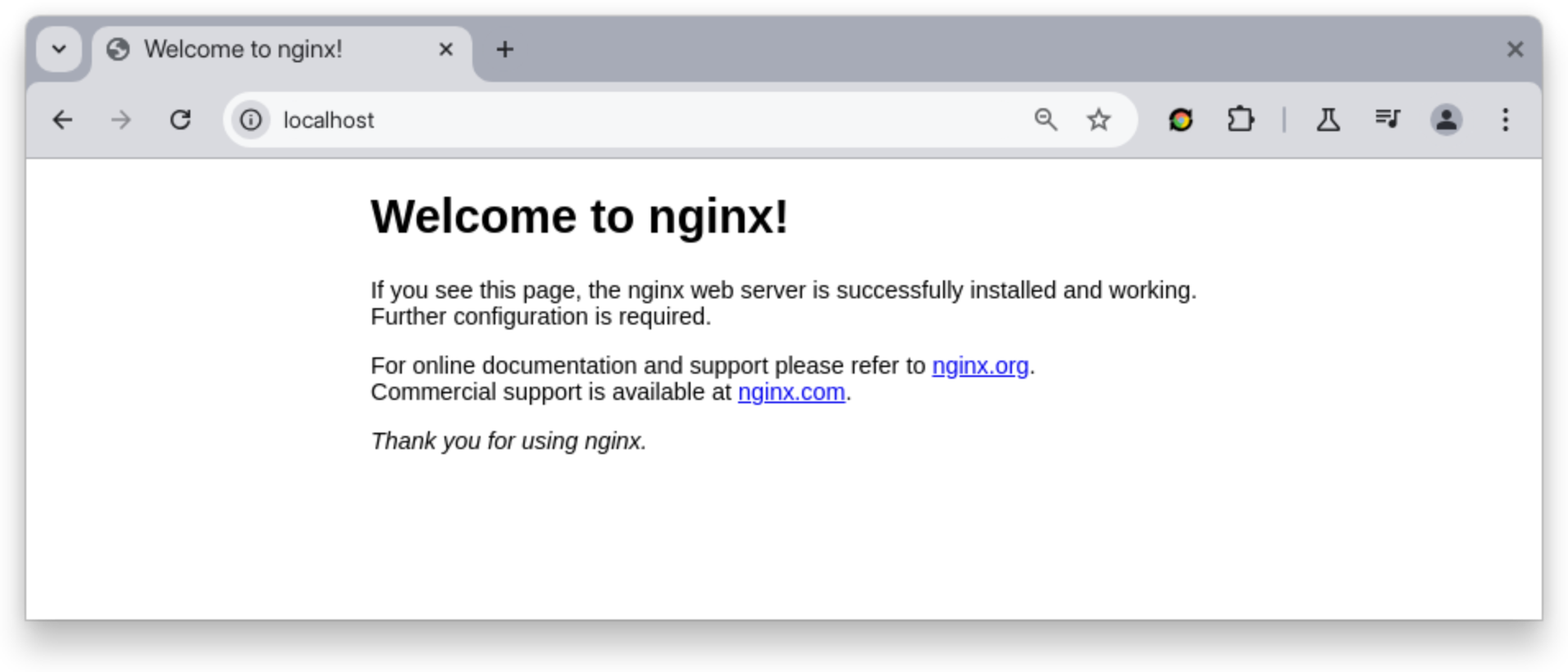 Nginx welcome page